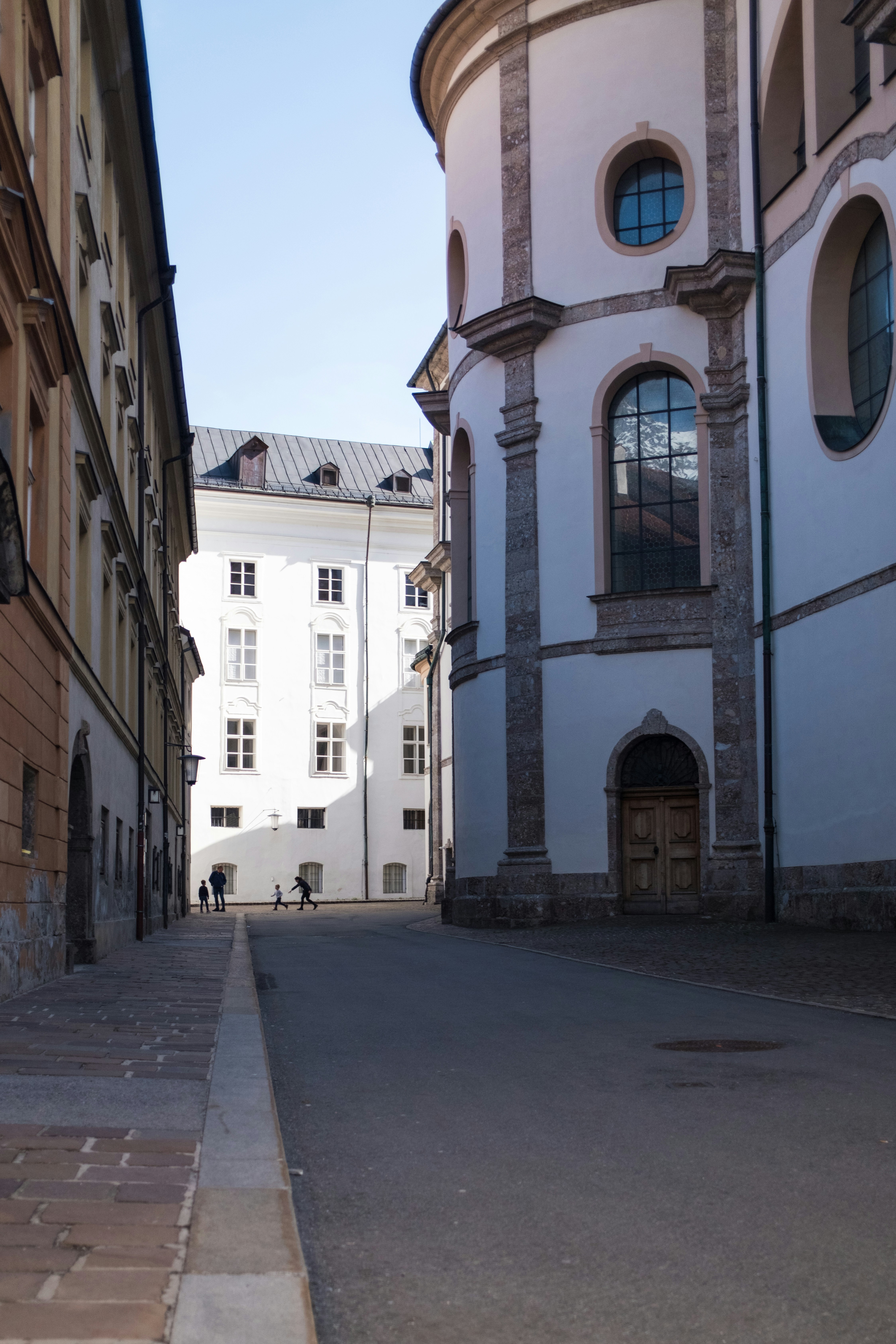 Narrow street between old european buildings