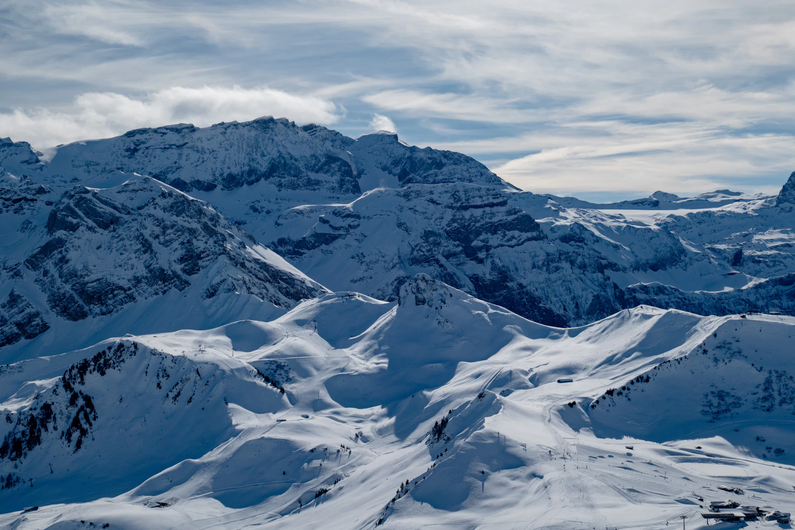 Snowy mountains above Adelboden in winter