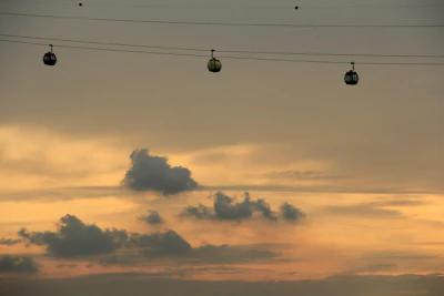 Cable cars over the harbour near VivoCity, Singapore