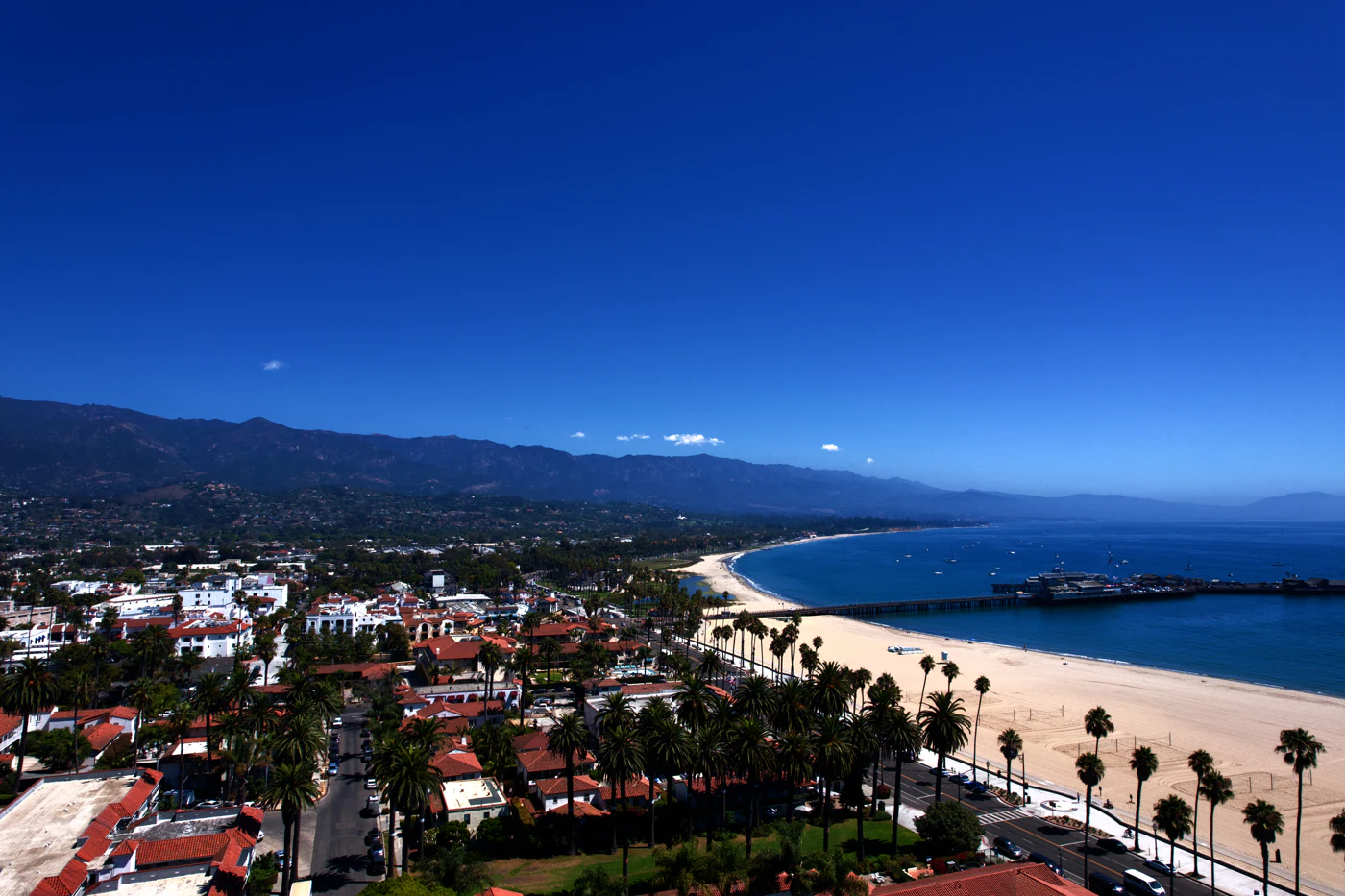 Santa Barbara's coastline with the Santa Ynez Mountains behind