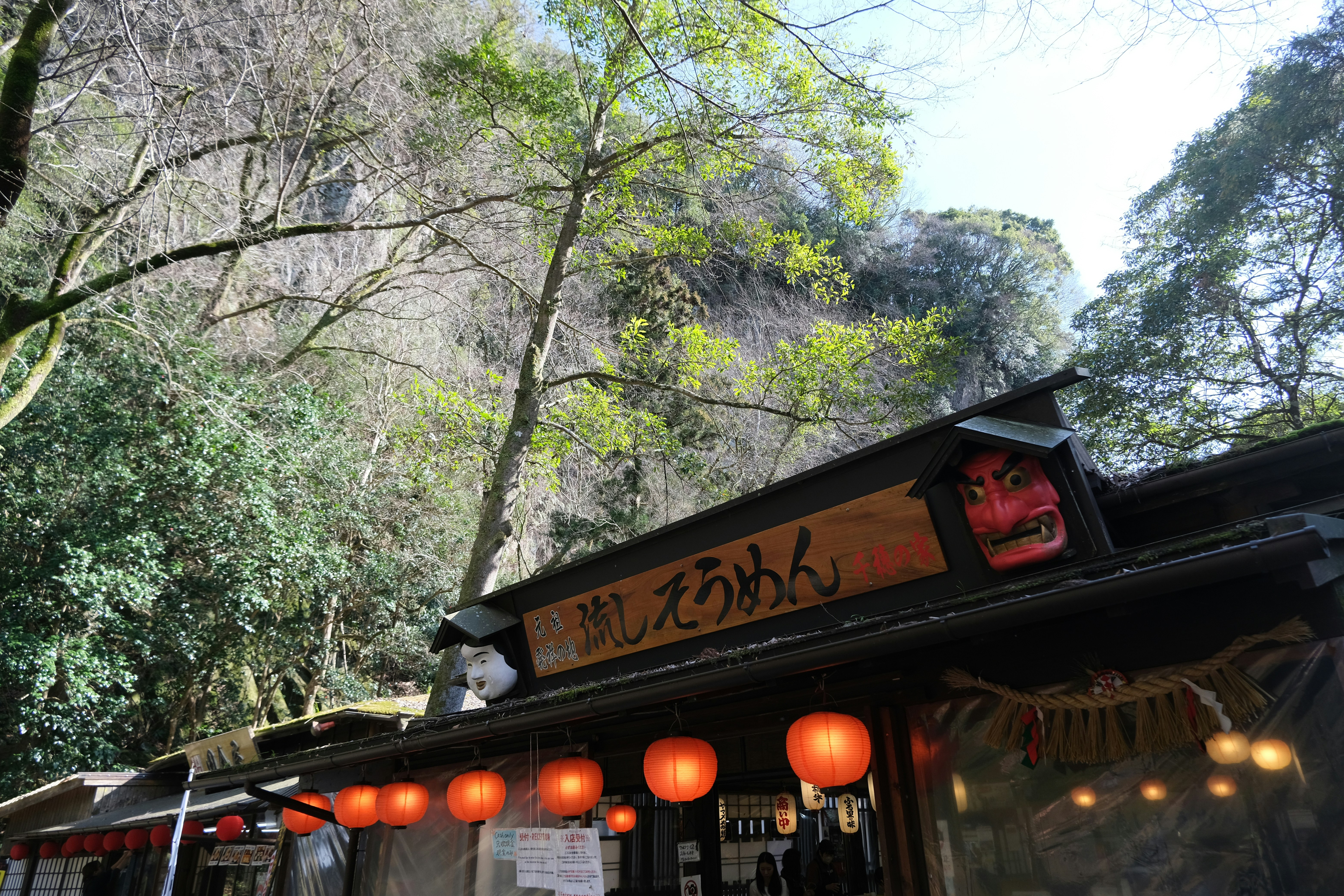 Traditional japanese restaurant with red lanterns