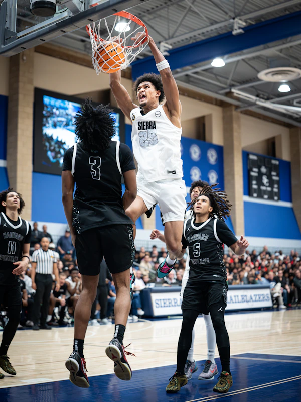 Basketball player dunking