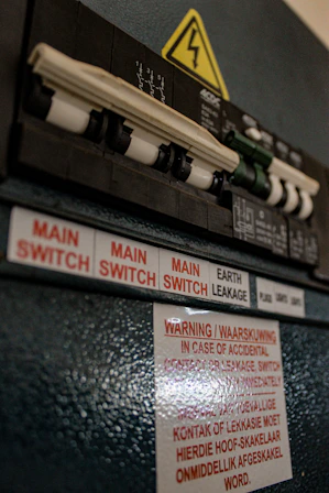 Close-up of an electrical main switch panel.