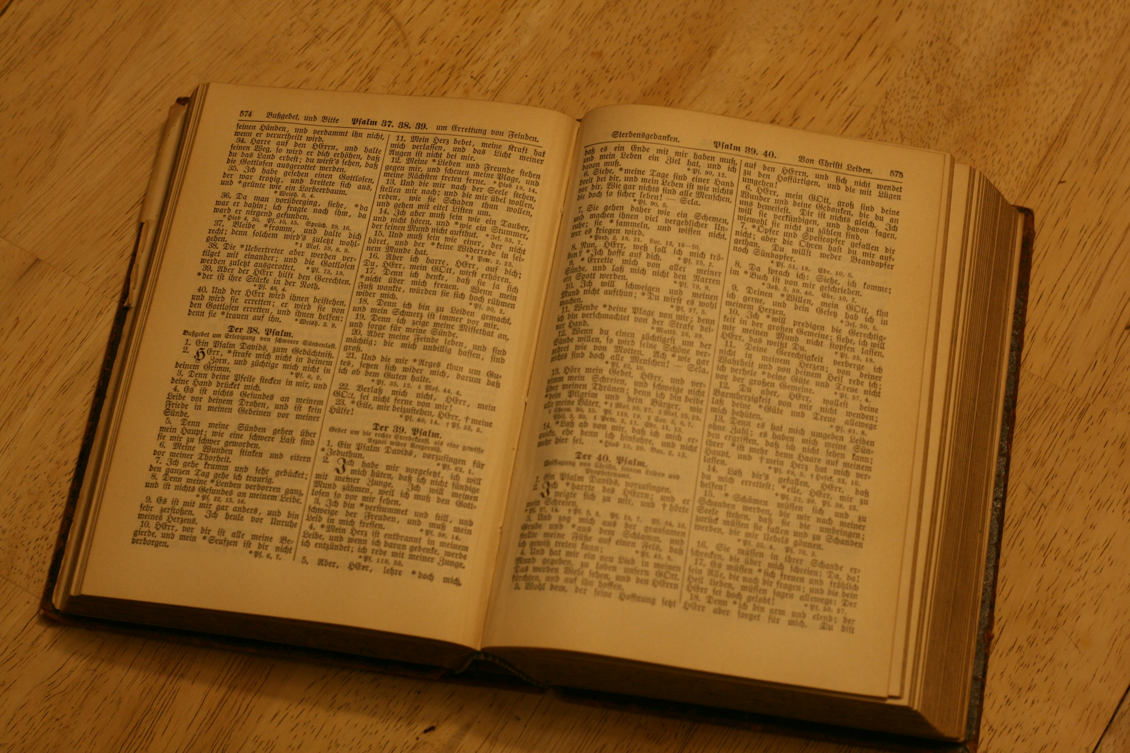 An open antique book with aged pages lies flat.