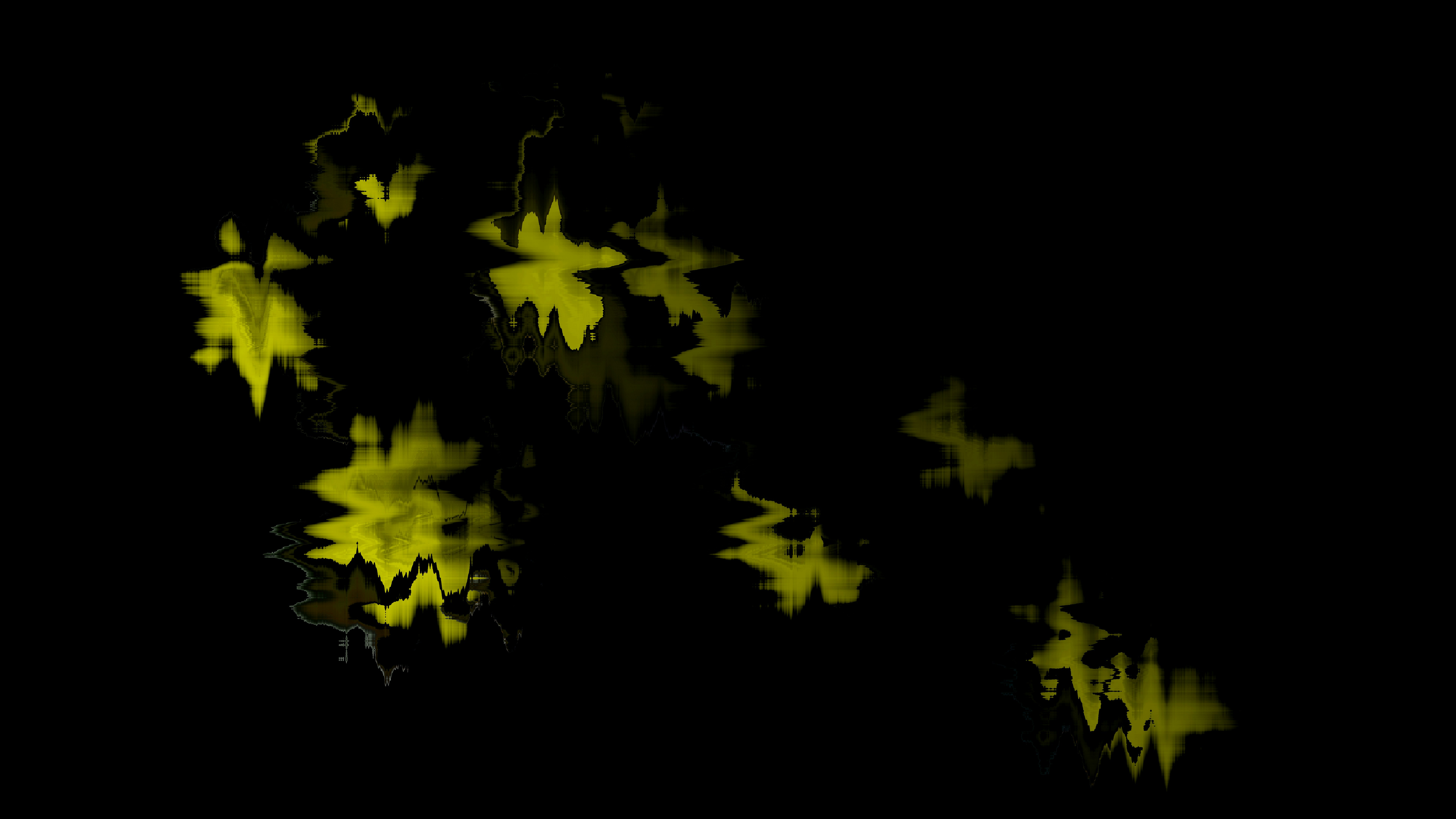 Abstract yellow shapes on a black background