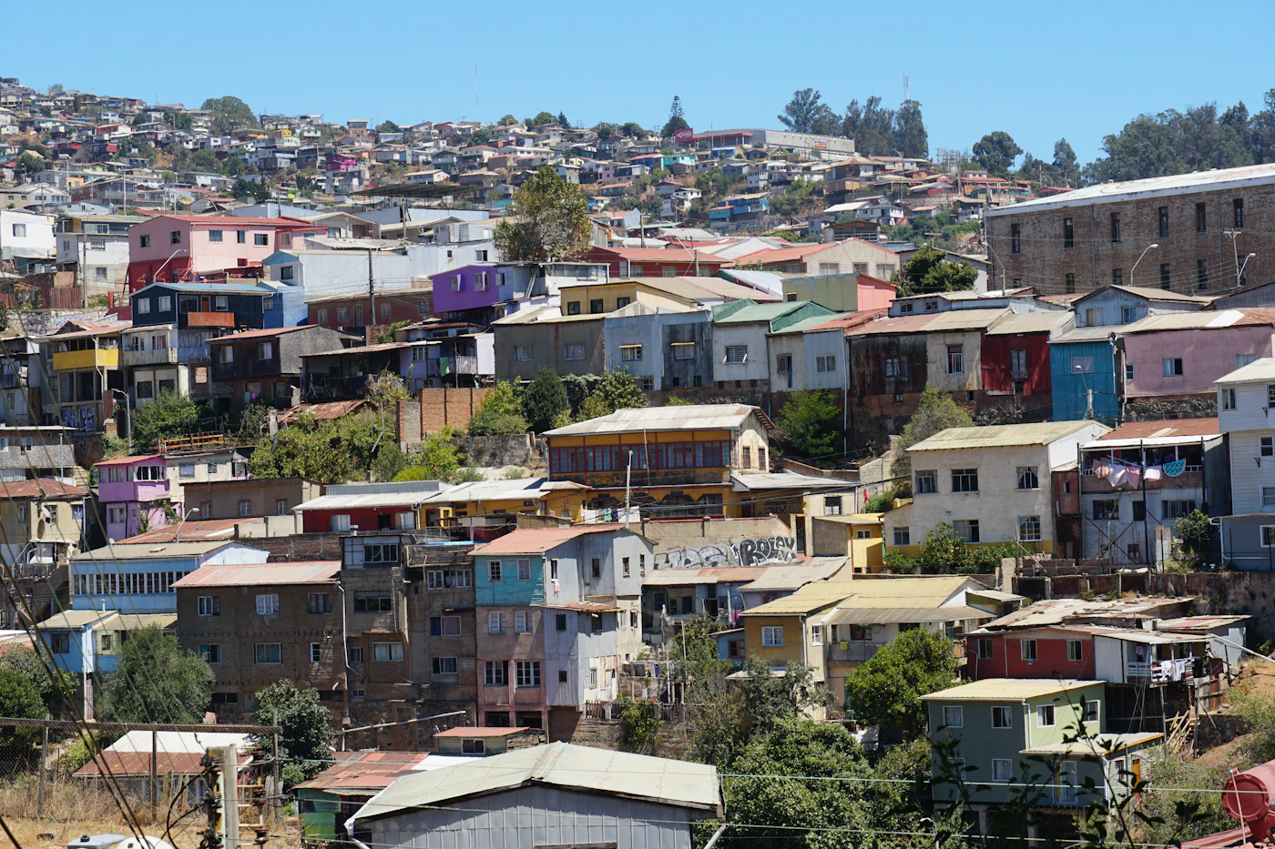 Casas de colores en los cerros de Valparaíso