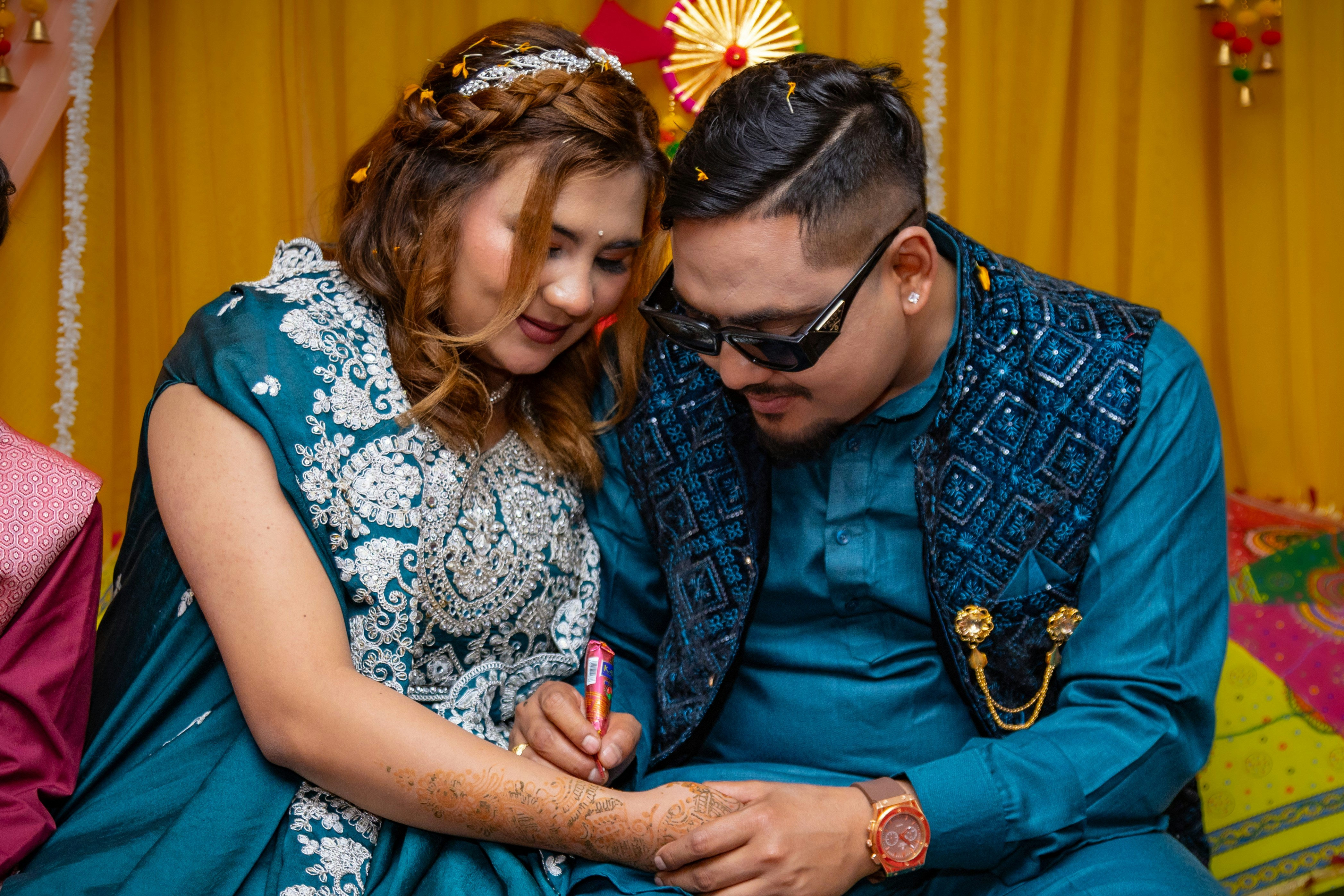 Intricate mehendi design on bride's hands