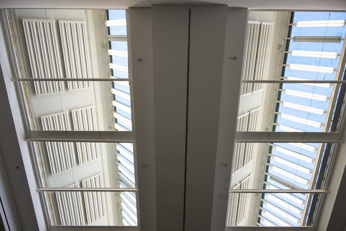 Shutters on a bright exterior window