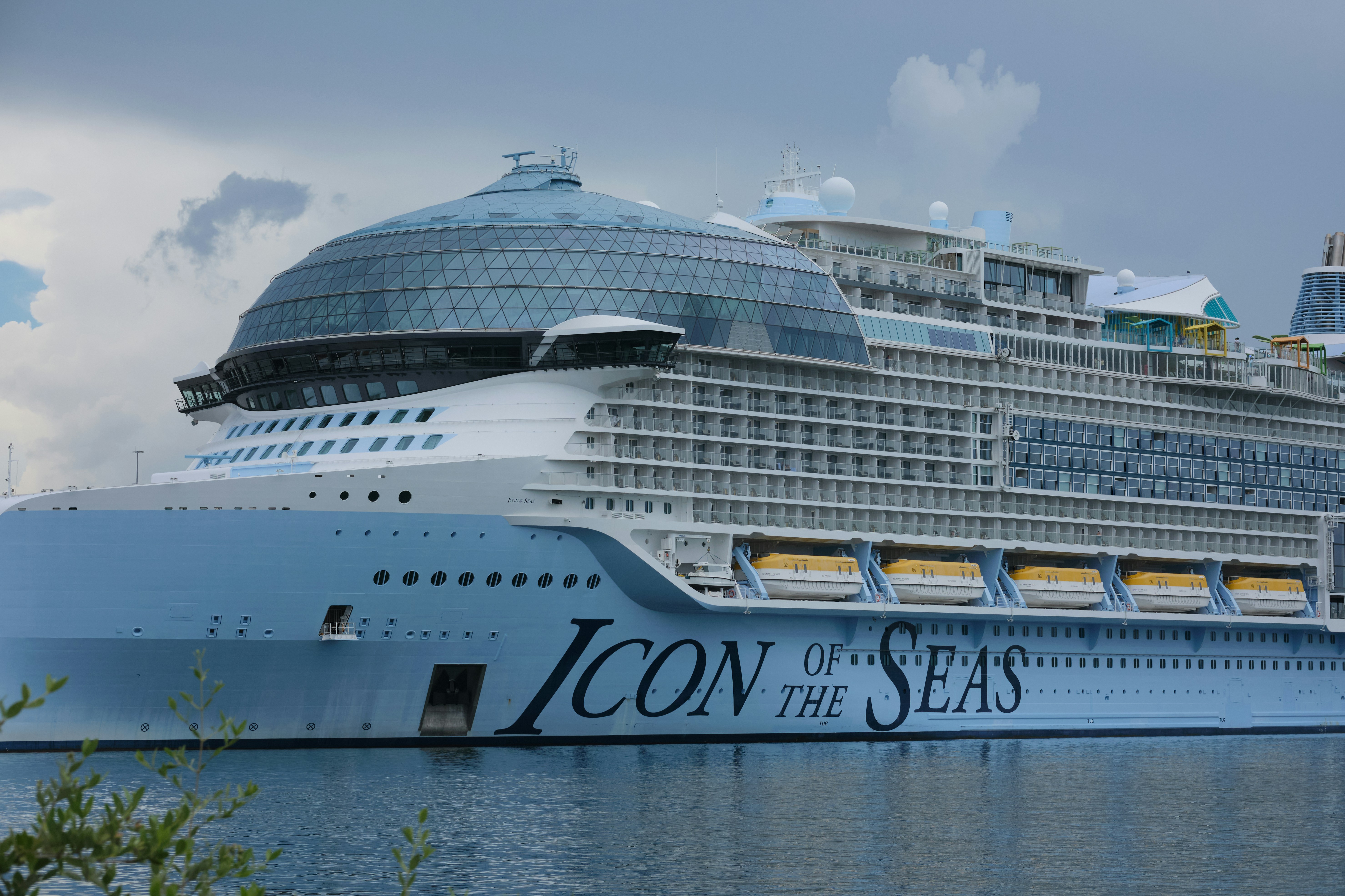 Large cruise ship docked on the water