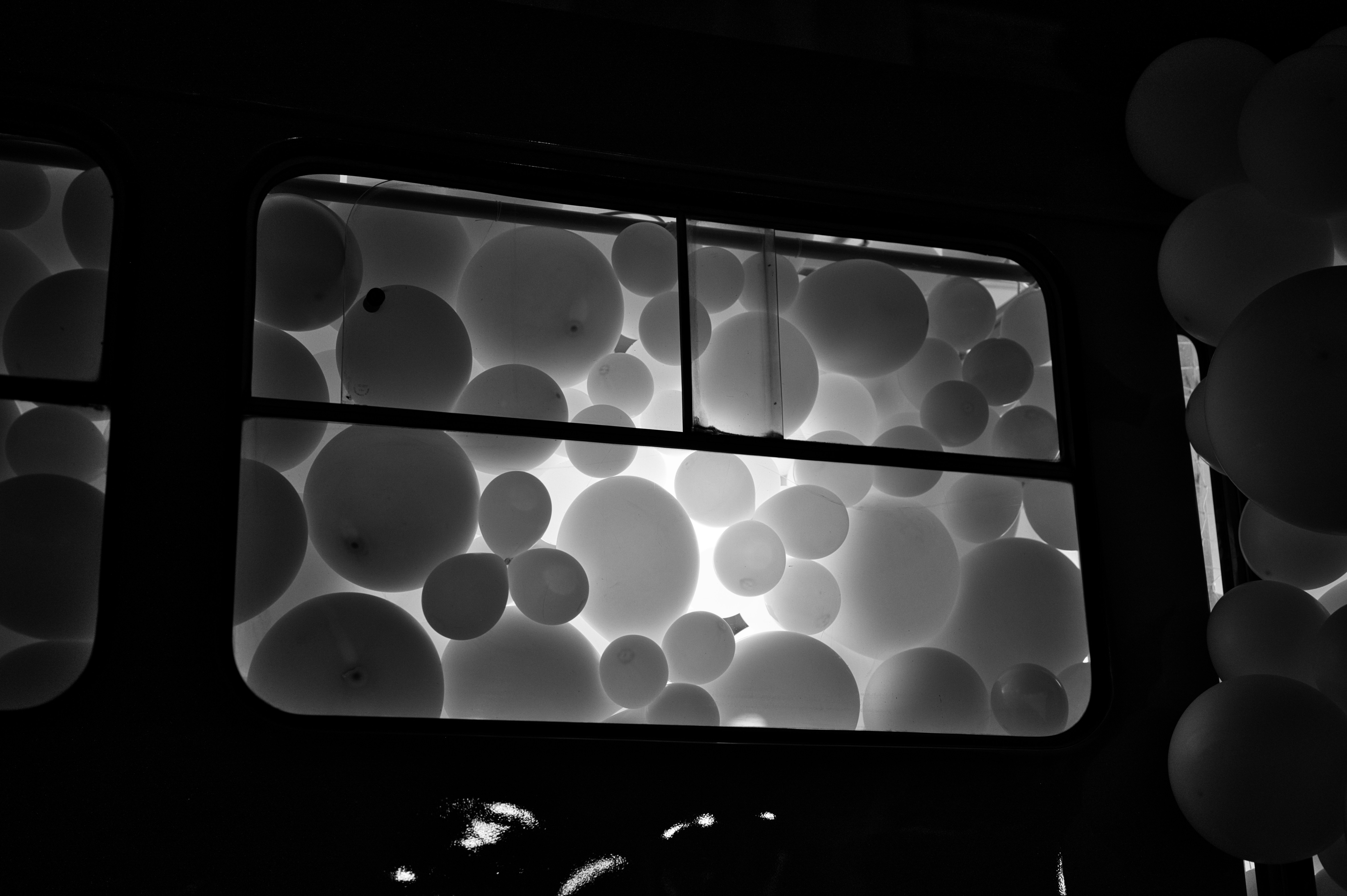 Balloons fill a window at night. photo – Free Celebration Image on Unsplash
