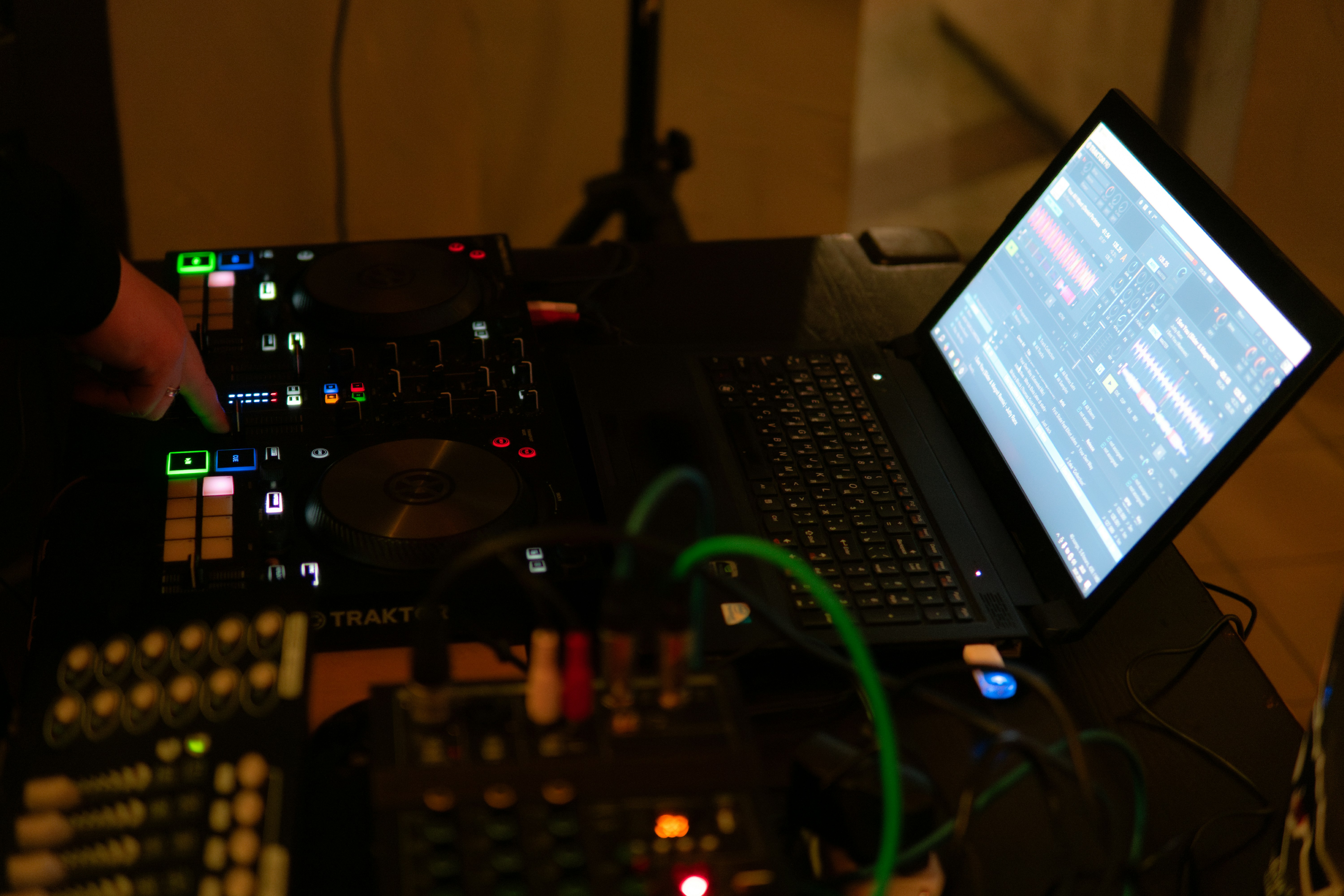 Dj equipment with laptop and mixer