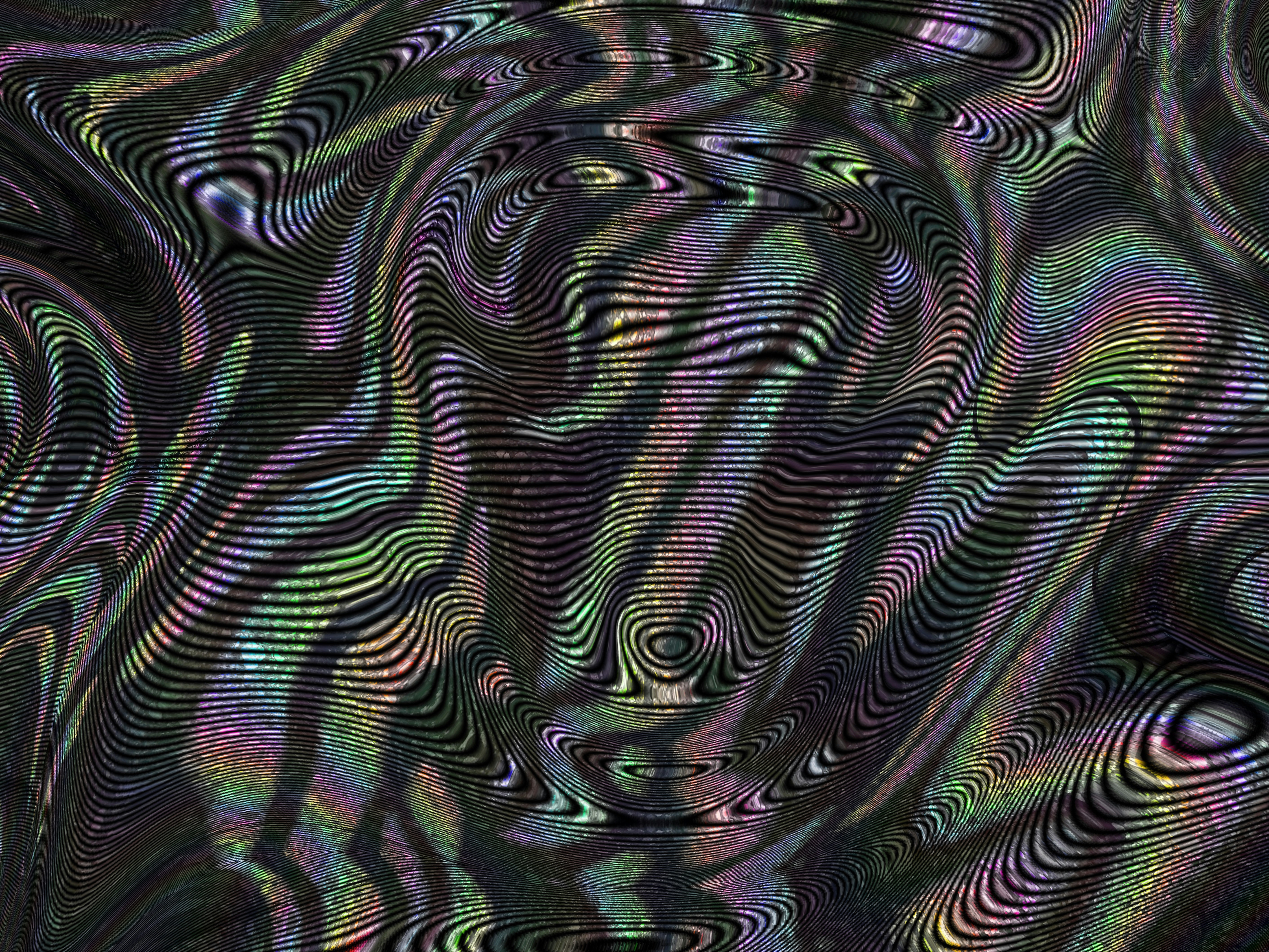 Abstract swirling pattern with iridescent colors and textures