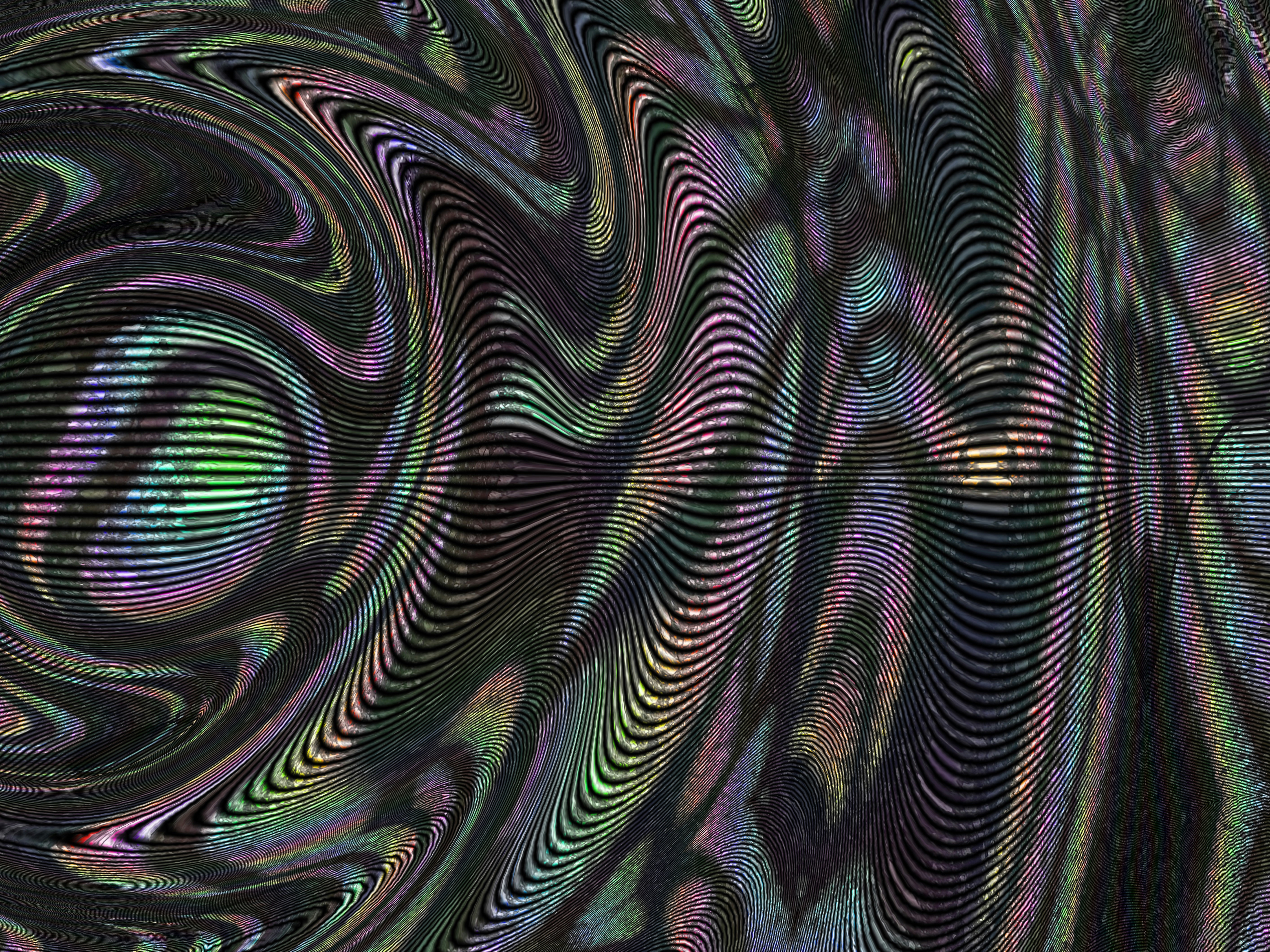 Abstract iridescent swirling pattern with textured lines