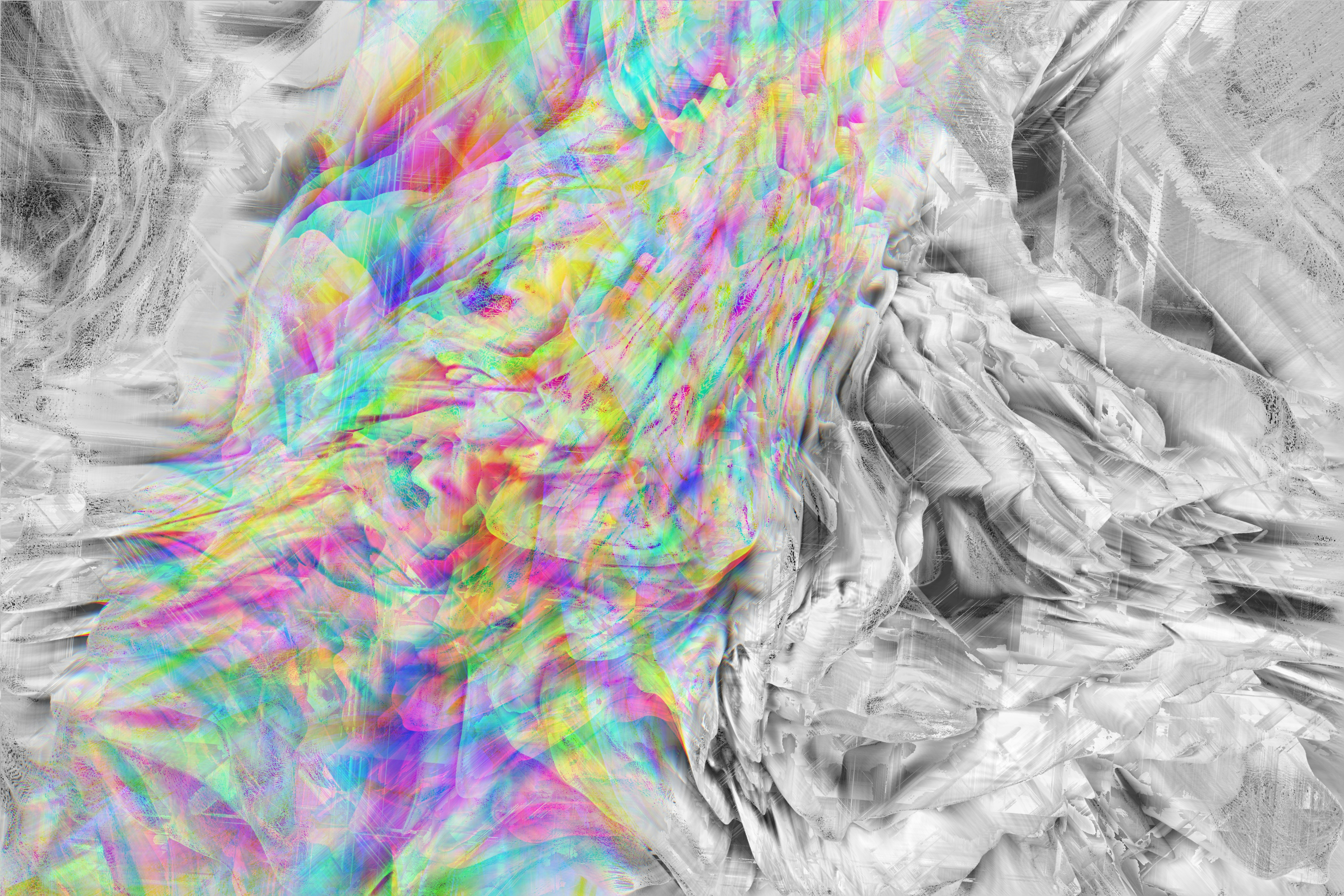 Abstract colorful swirls over grayscale texture