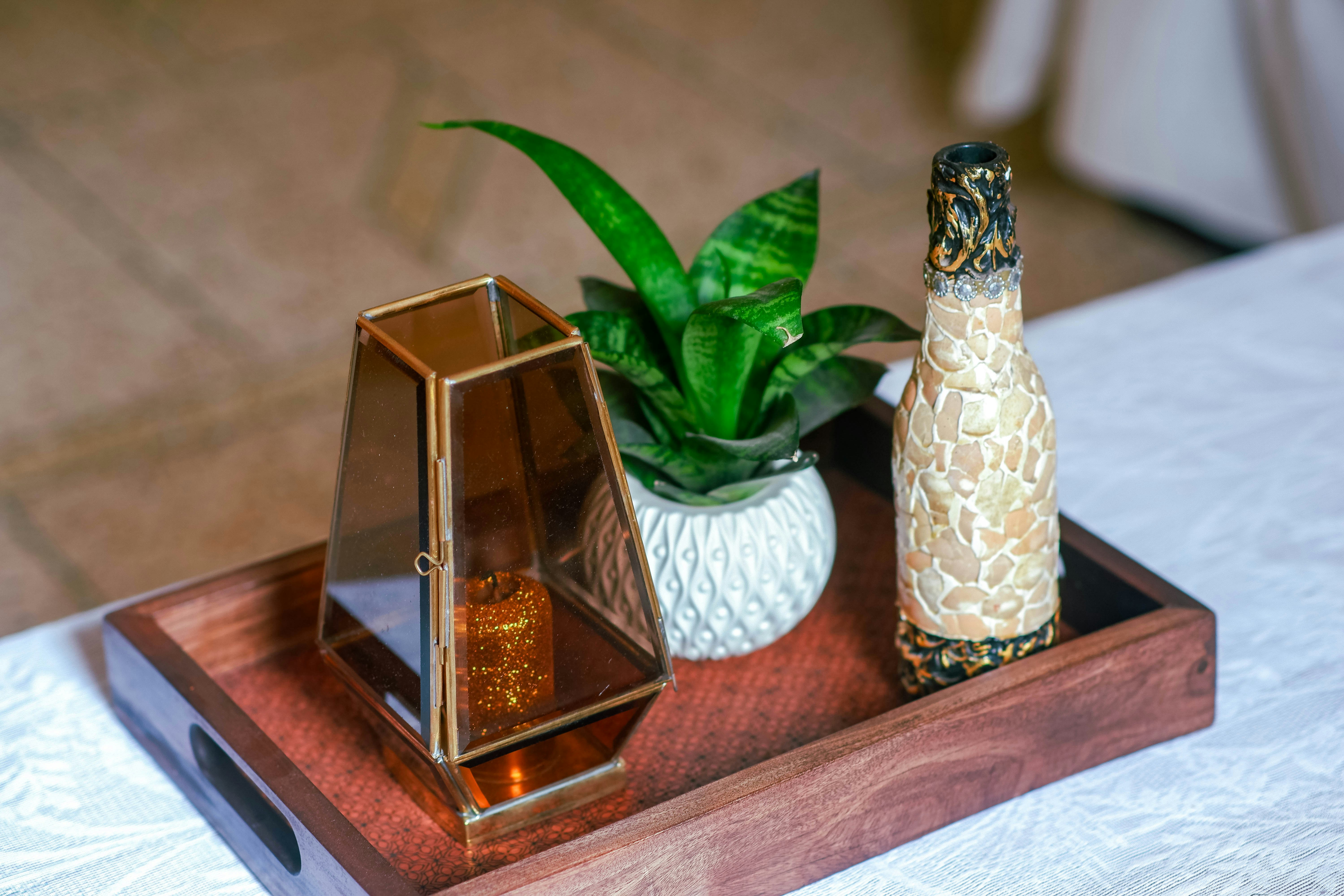 Luxury serving tray styled on an elegant dining table