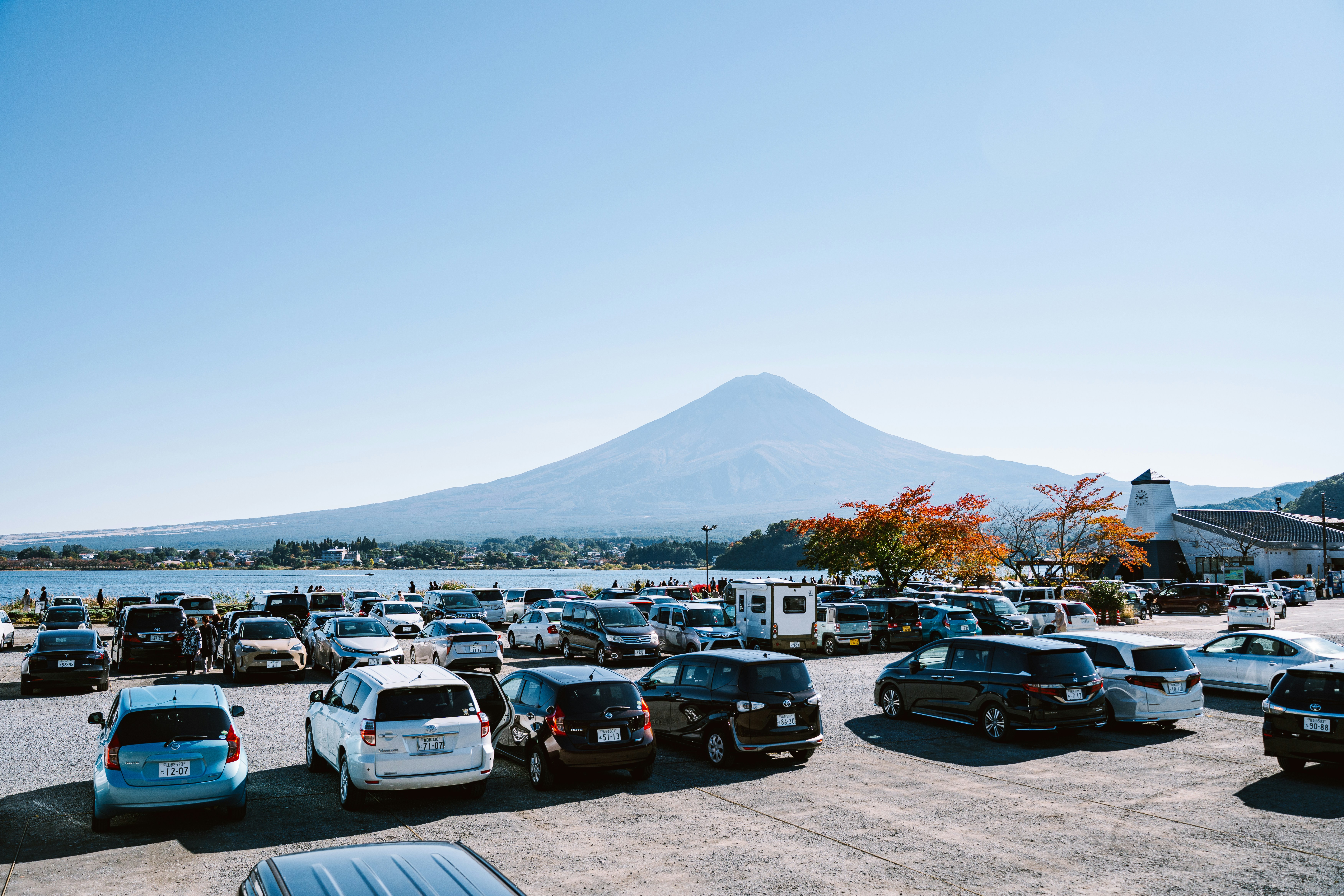 Sleeping in a converted Kei truck at the foot of Mount Fuji during the autumn foliage season