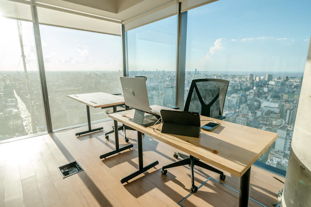 Modern office with city view from high floor