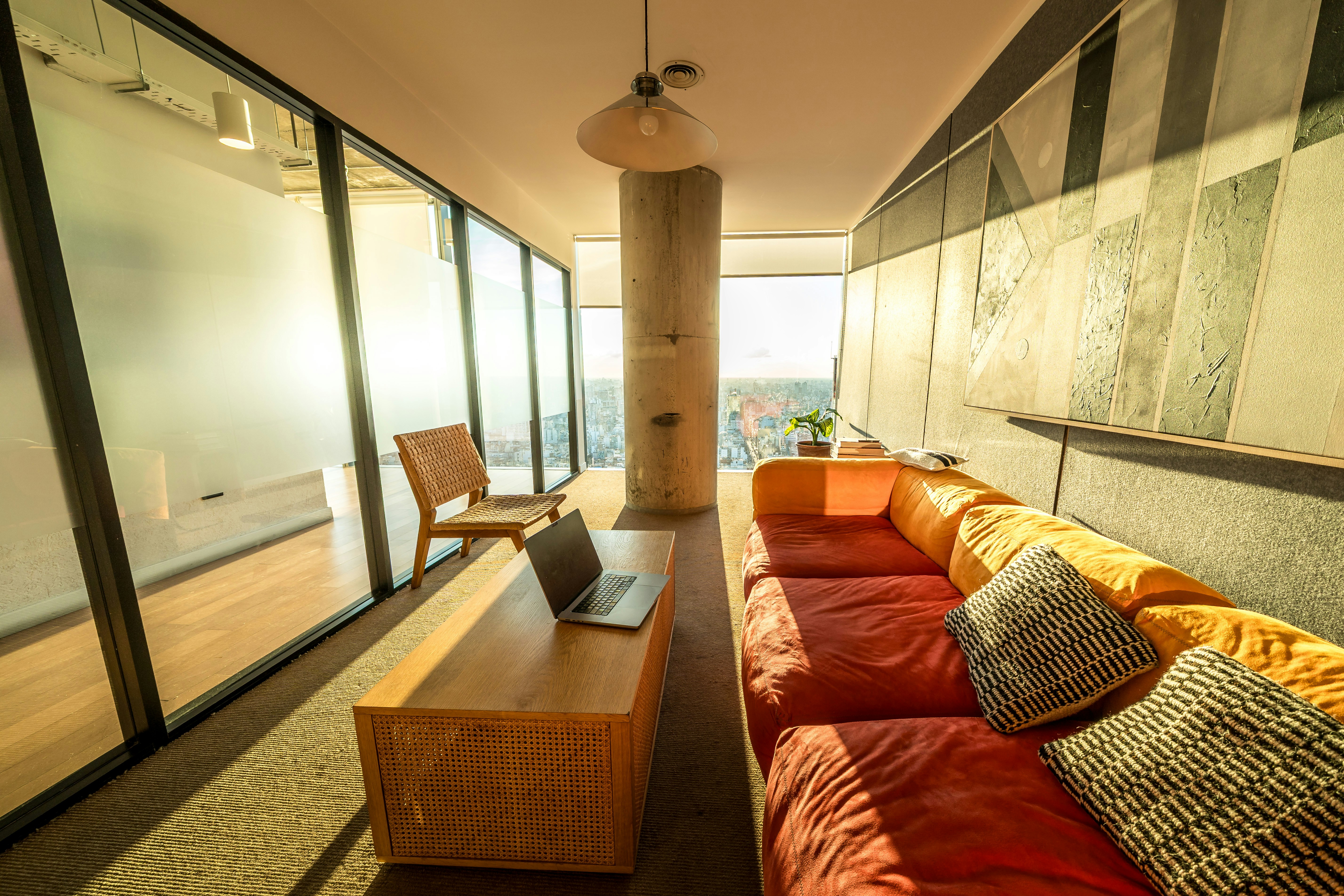 modern office sofa, wallpaper, Luxury Sofas: Elevate Your Home Office 5