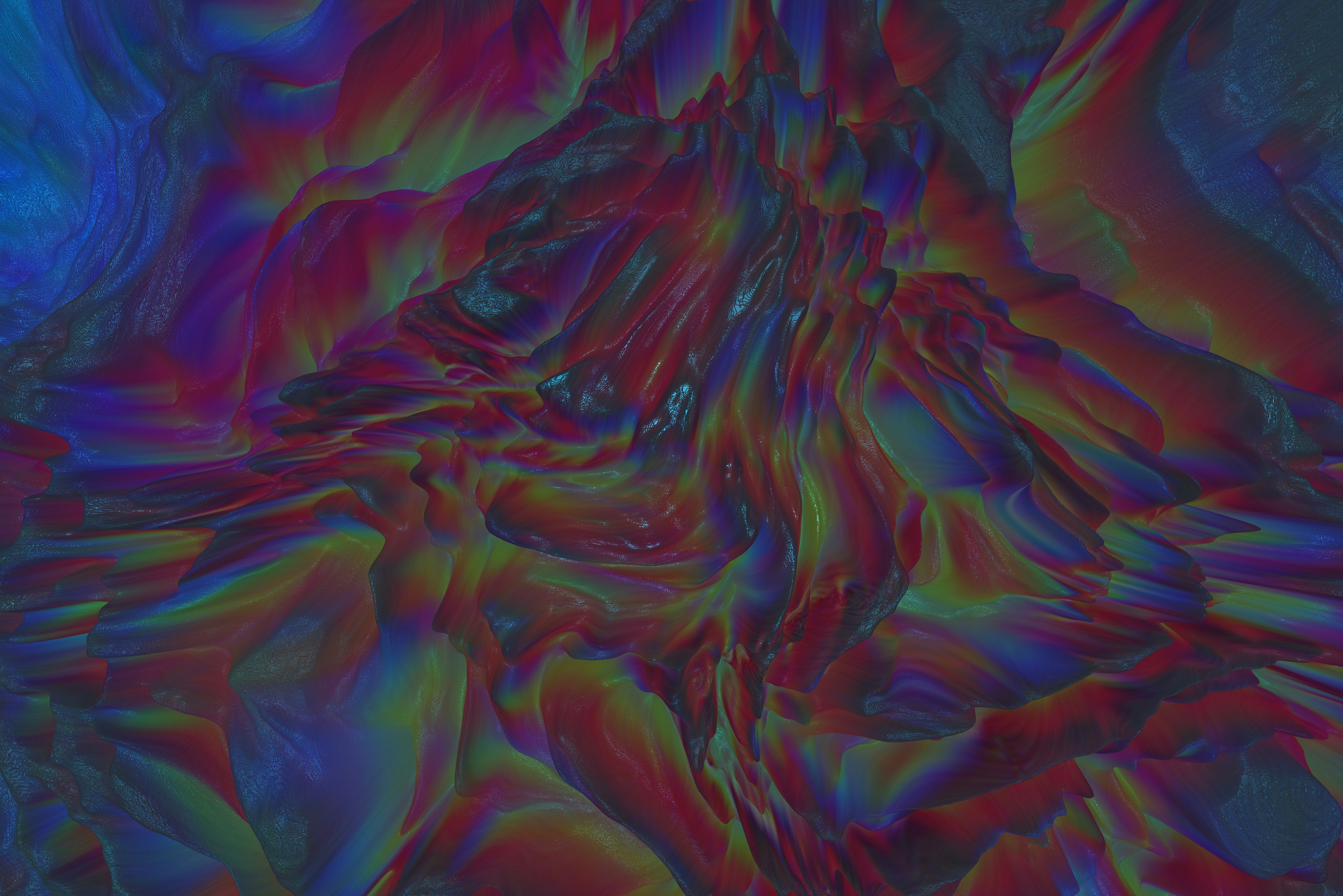 Abstract swirling colors of red, blue, and green