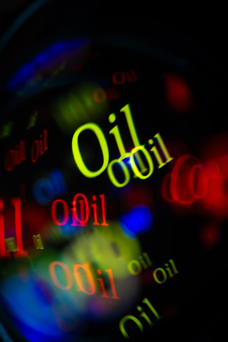 Abstract background with the word oil repeated in coloured lights