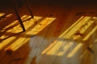 Sunlight streaming through window onto wooden floor