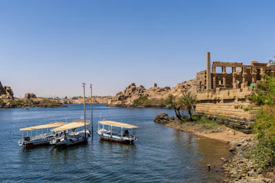 River boats near the temple banks