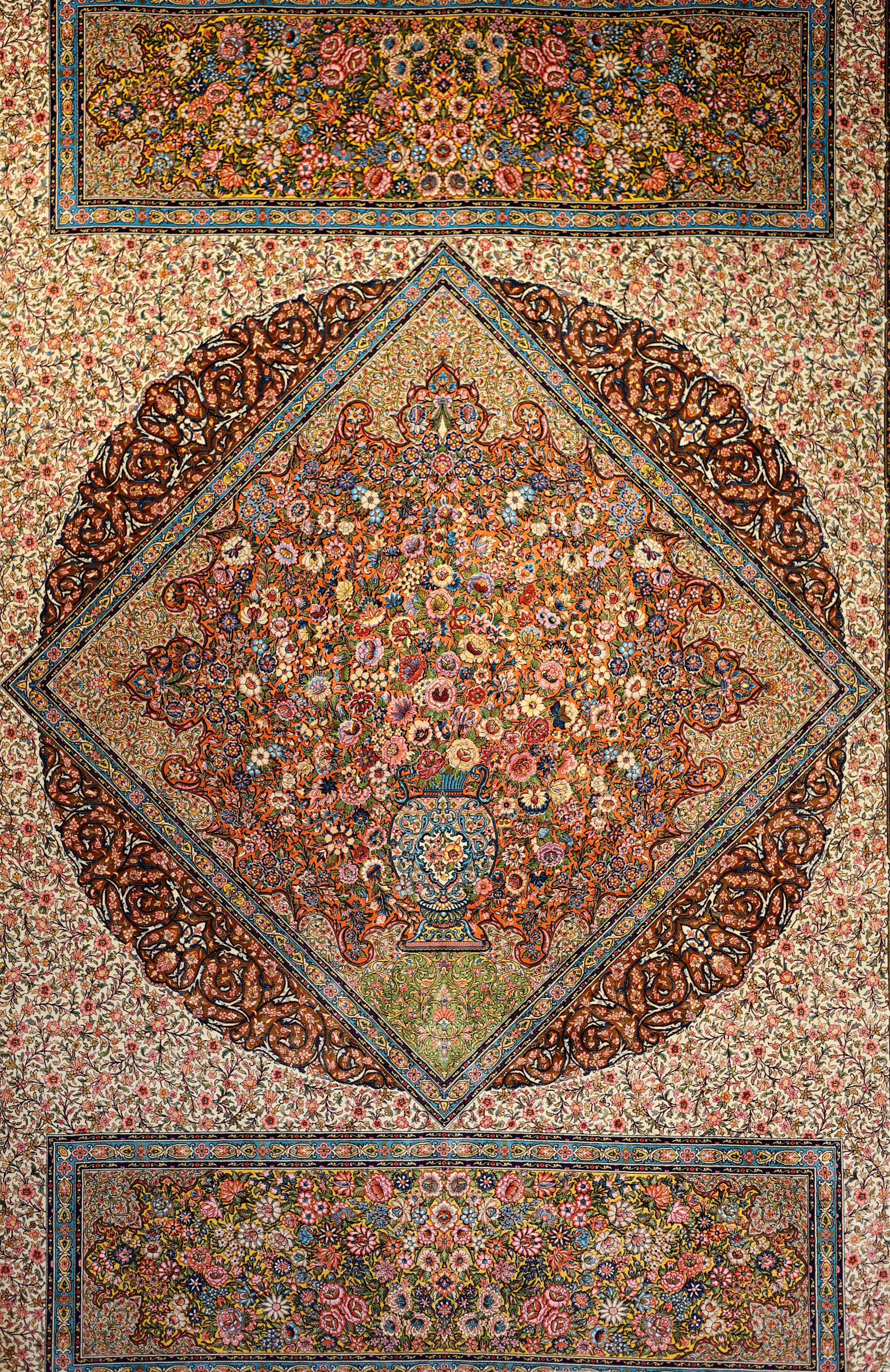 Intricate floral persian rug with central medallion design