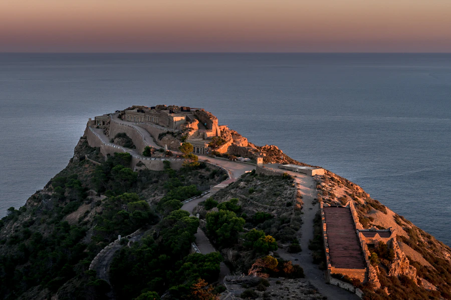 Ancient castle ruins above the sea
