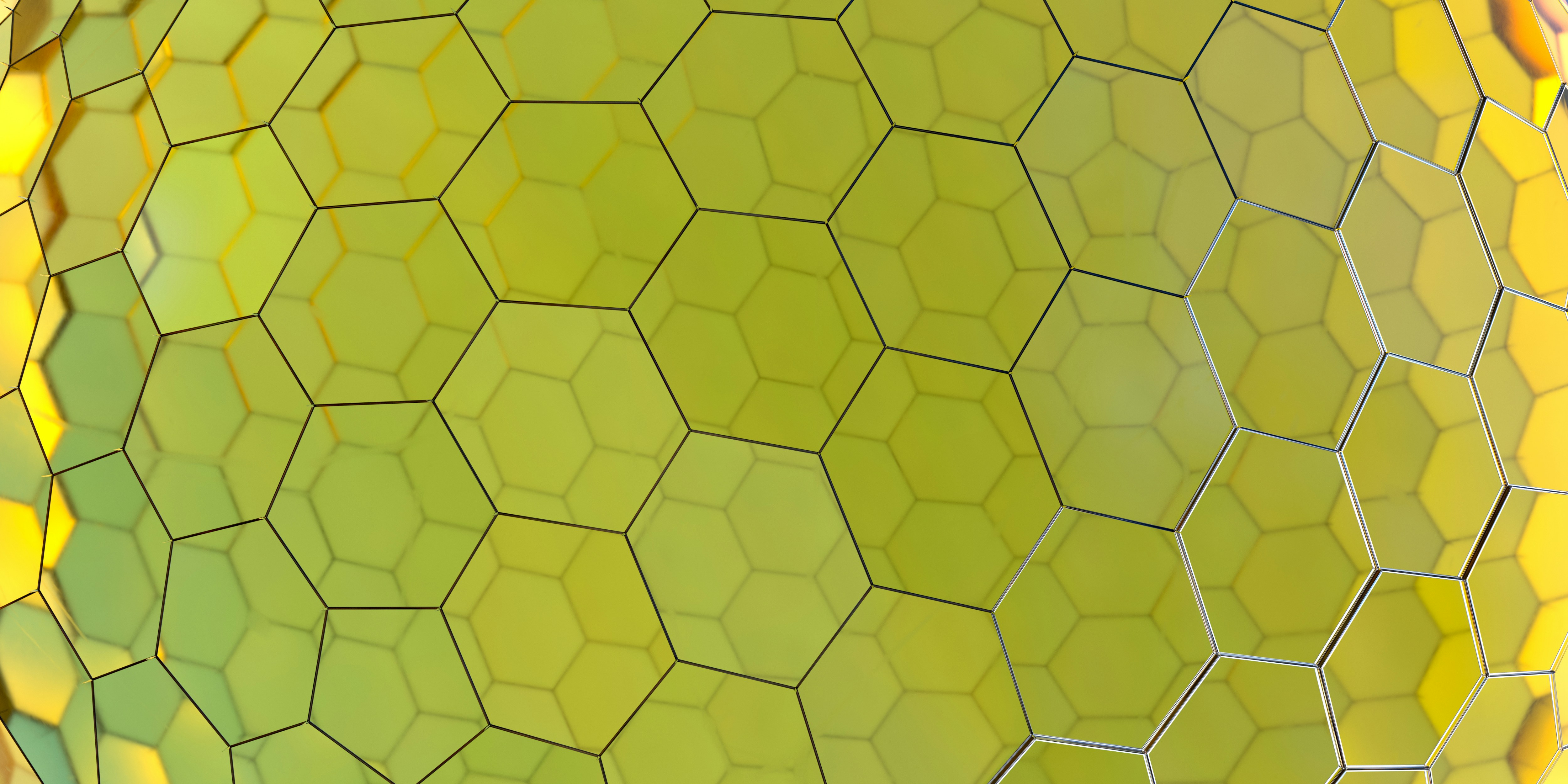 Motivo esagonale astratto con gradiente giallo e verde.
