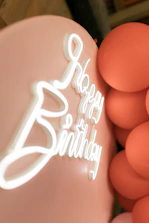 Pink balloon with happy birthday decoration