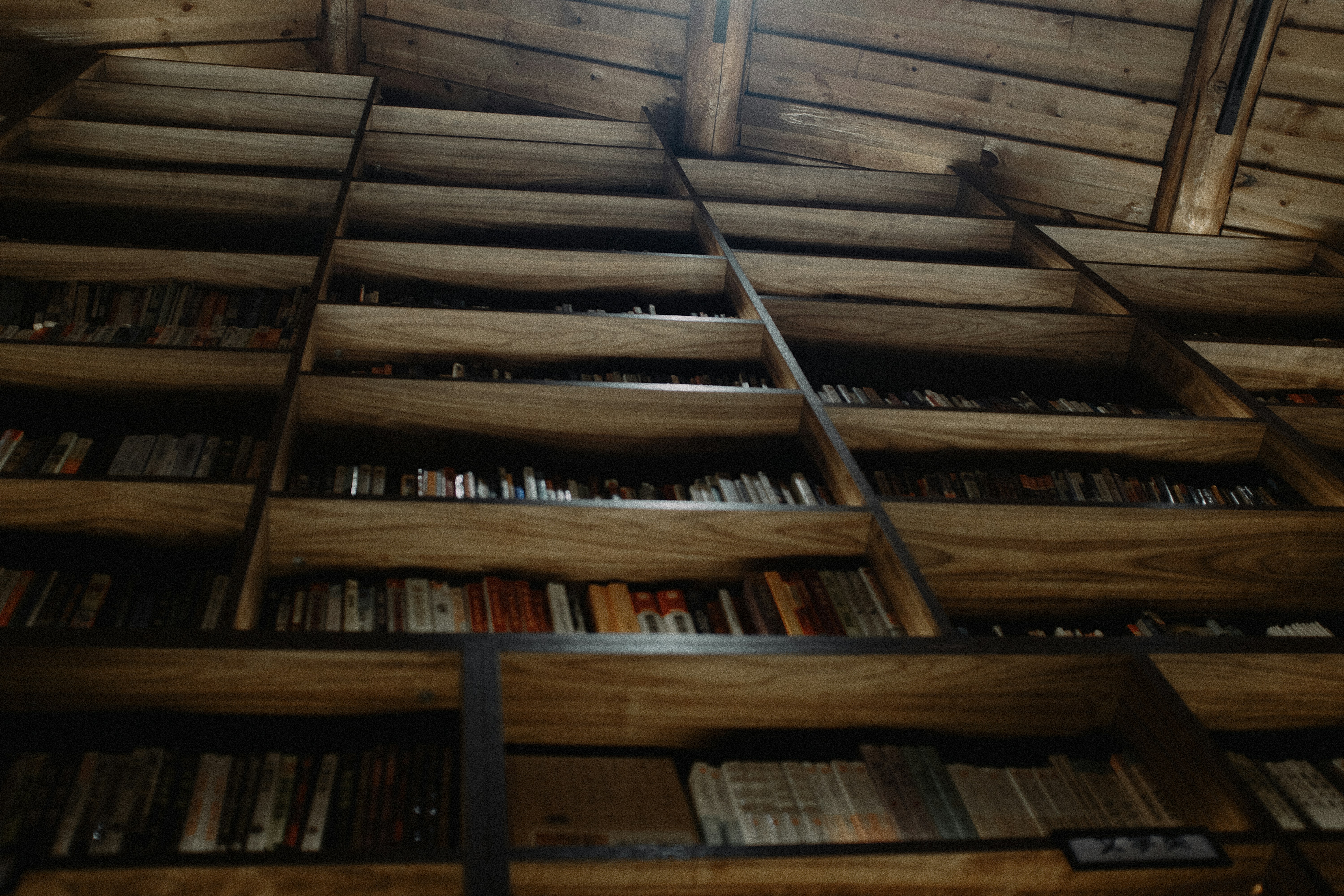 A dense bookshelf filled with books placed against a shared wall to block noise - soundproofing bedroom on budget