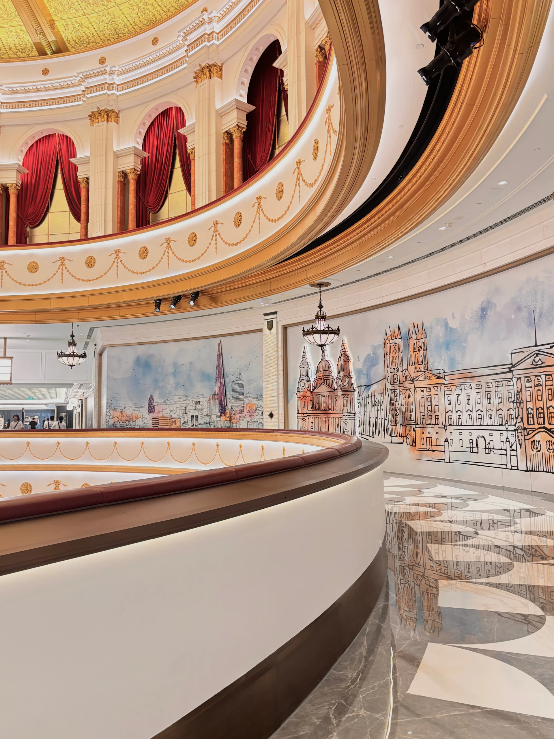 Elegant interior with ornate details and murals