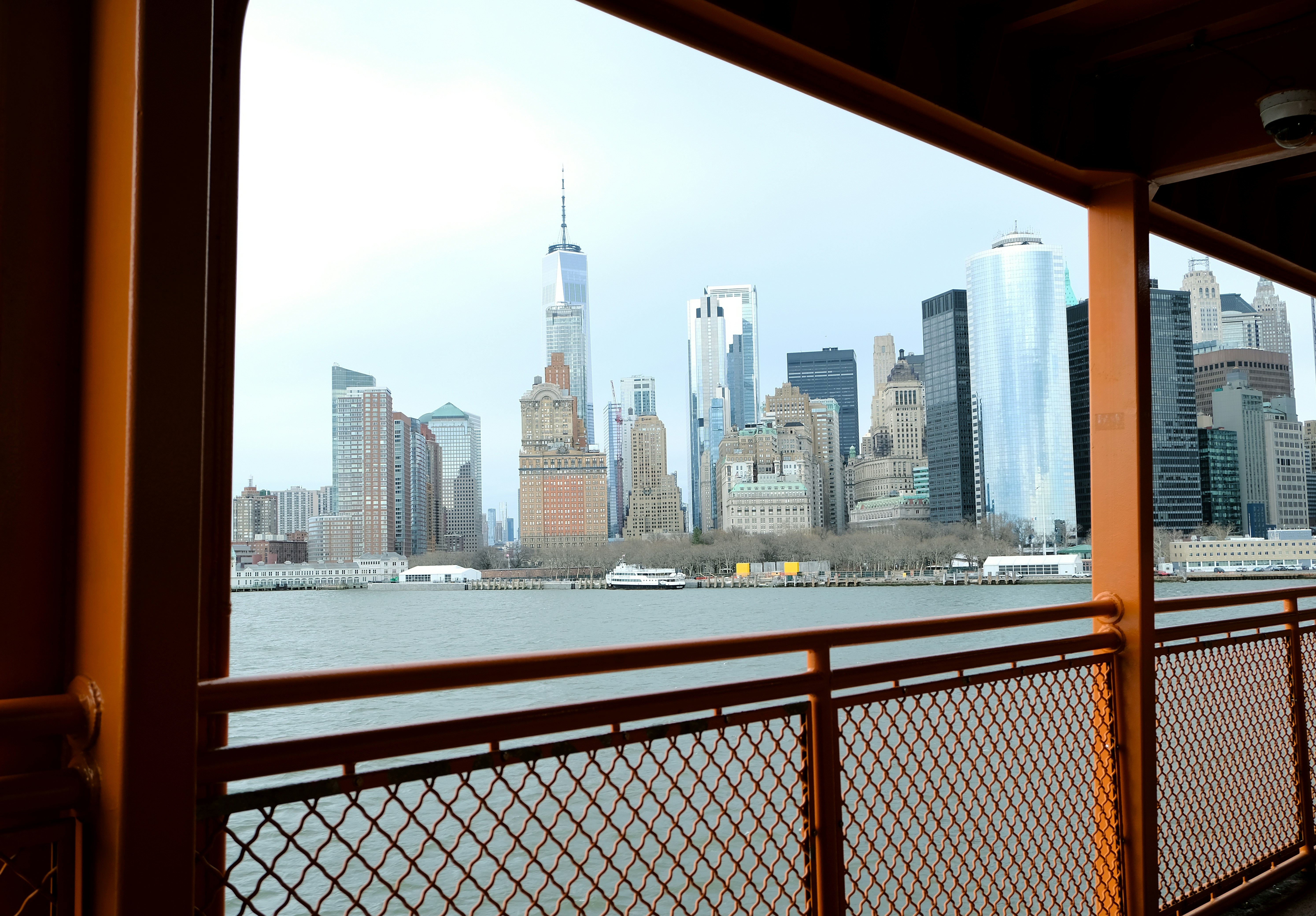 New york city skyline seen from a ferry