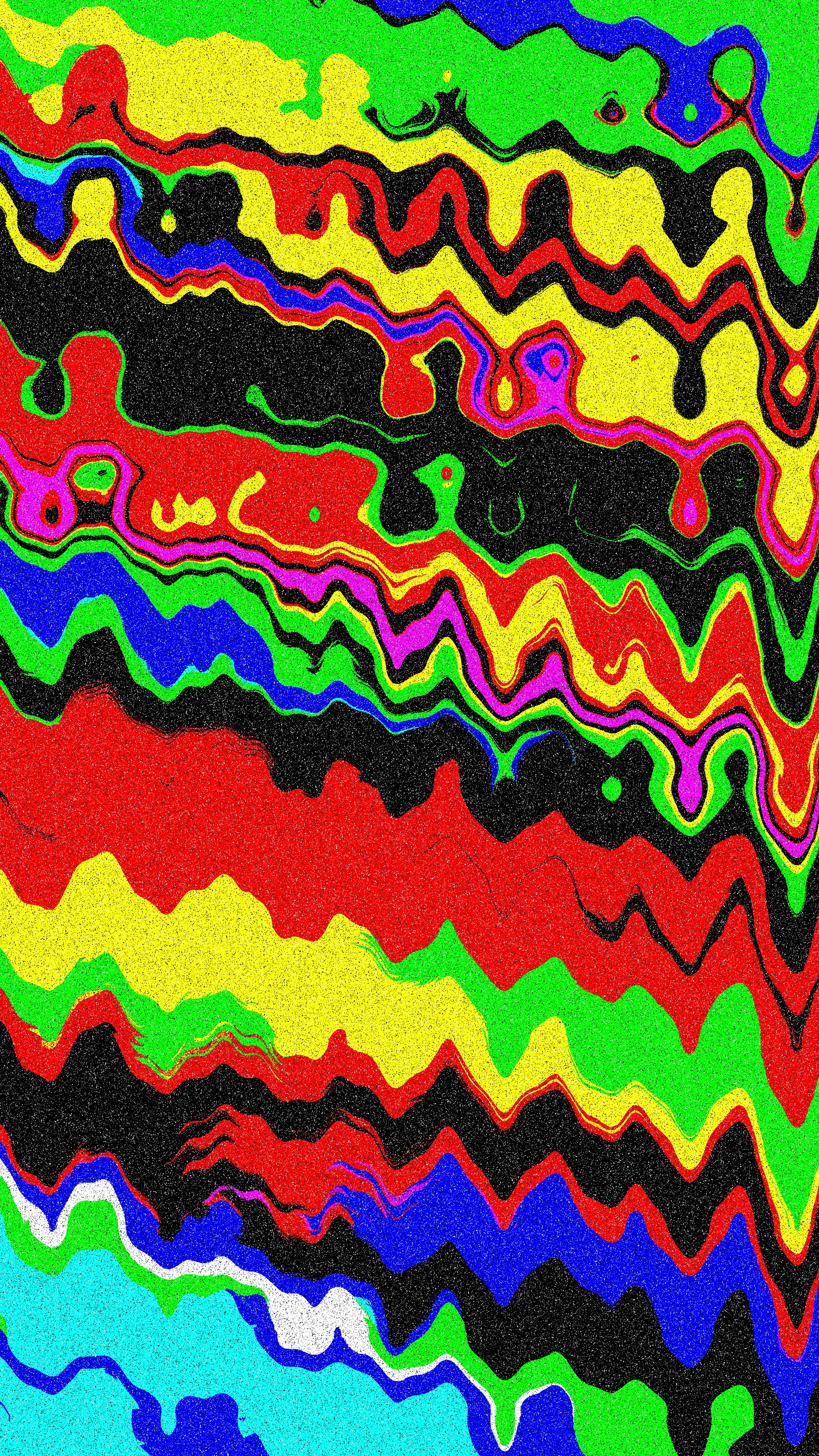 Abstract wavy bands of vibrant colors with grainy texture