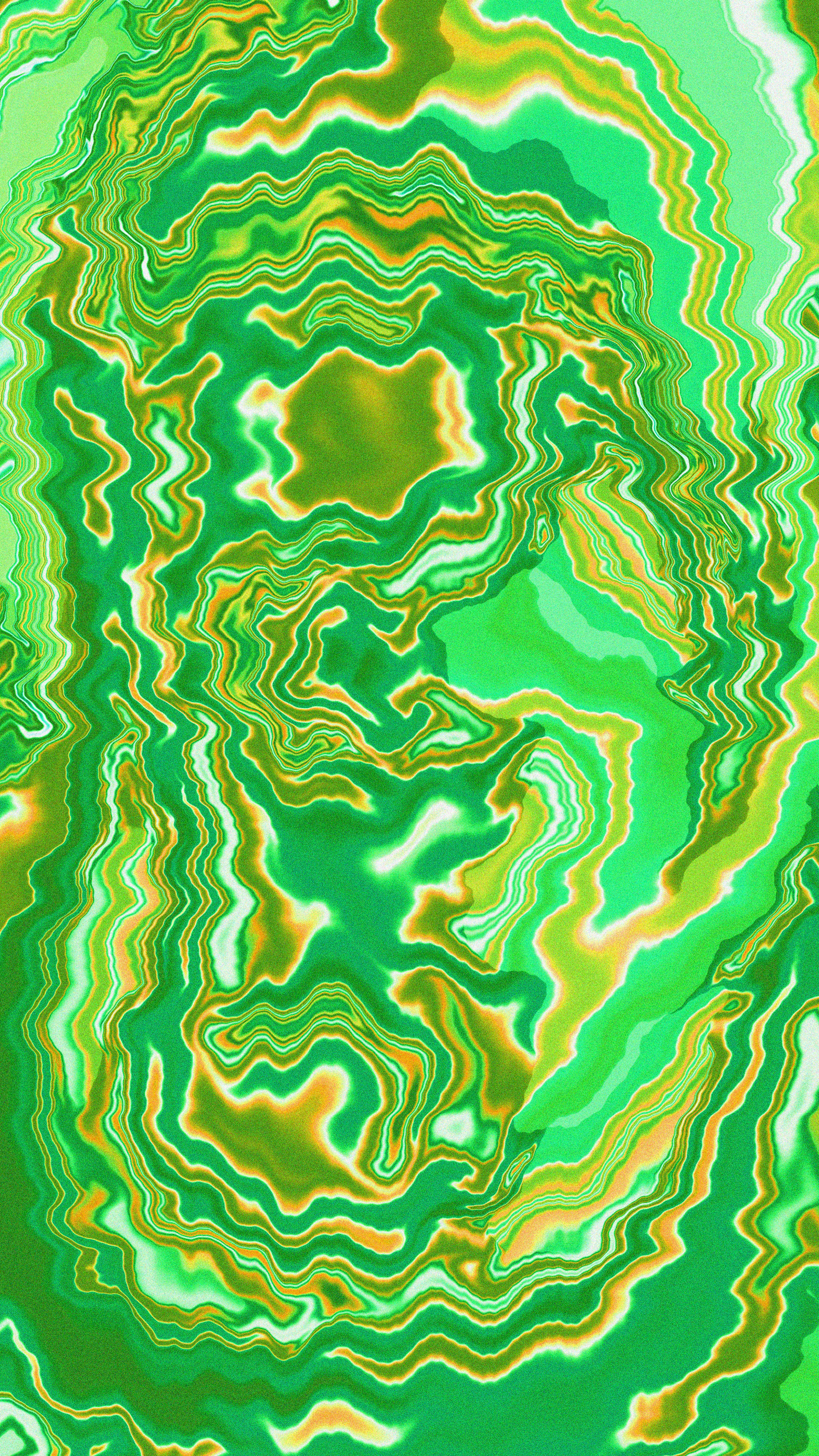Abstract swirling pattern of greens and yellows