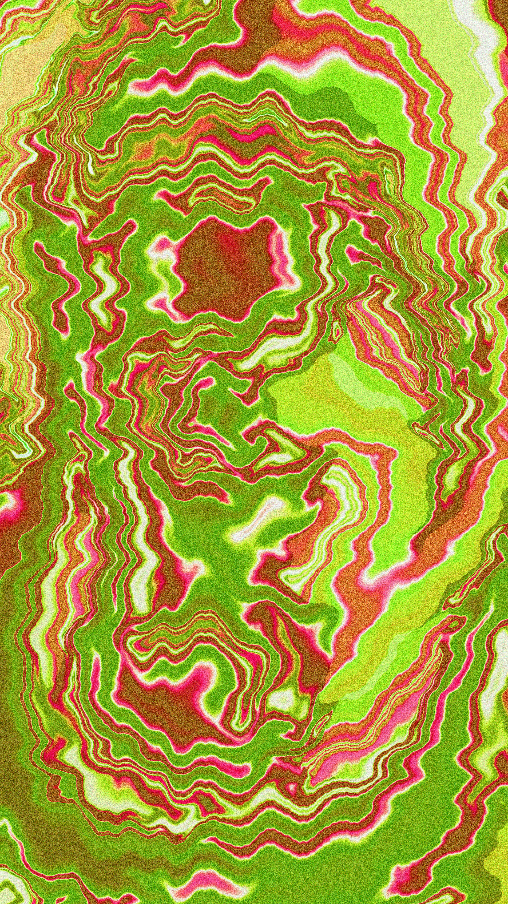 Swirling green and pink abstract pattern