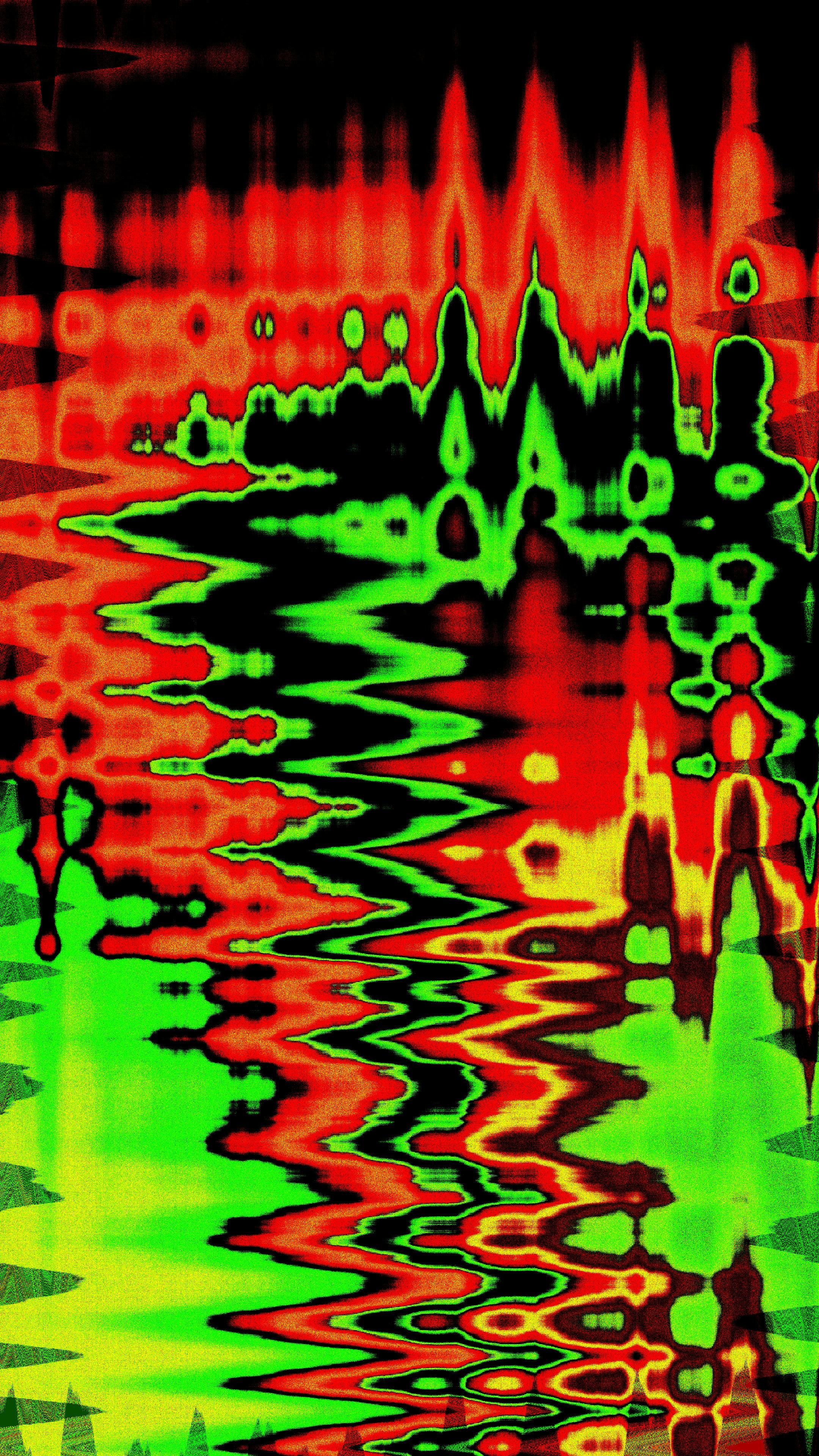 Patrón ondulado abstracto de rojo, verde y negro
