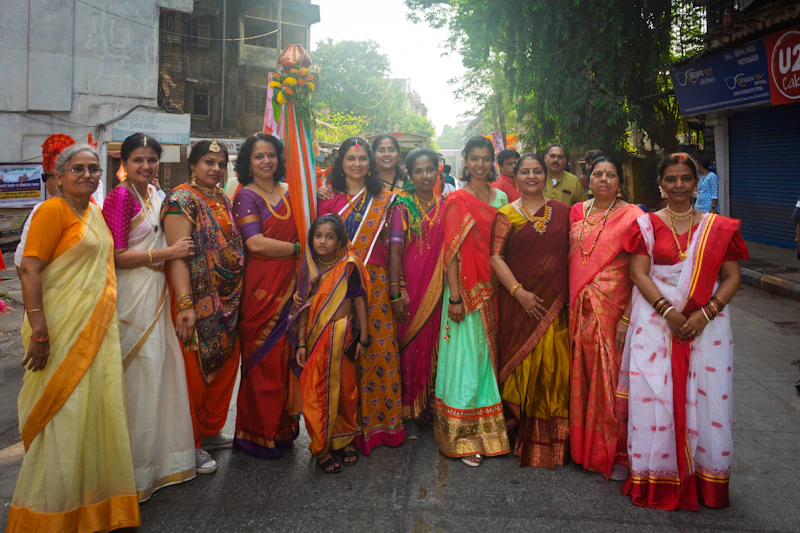 Vibrant women in saris, celebrating diversity