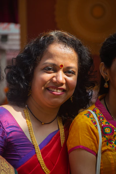 Smiling woman in a sari