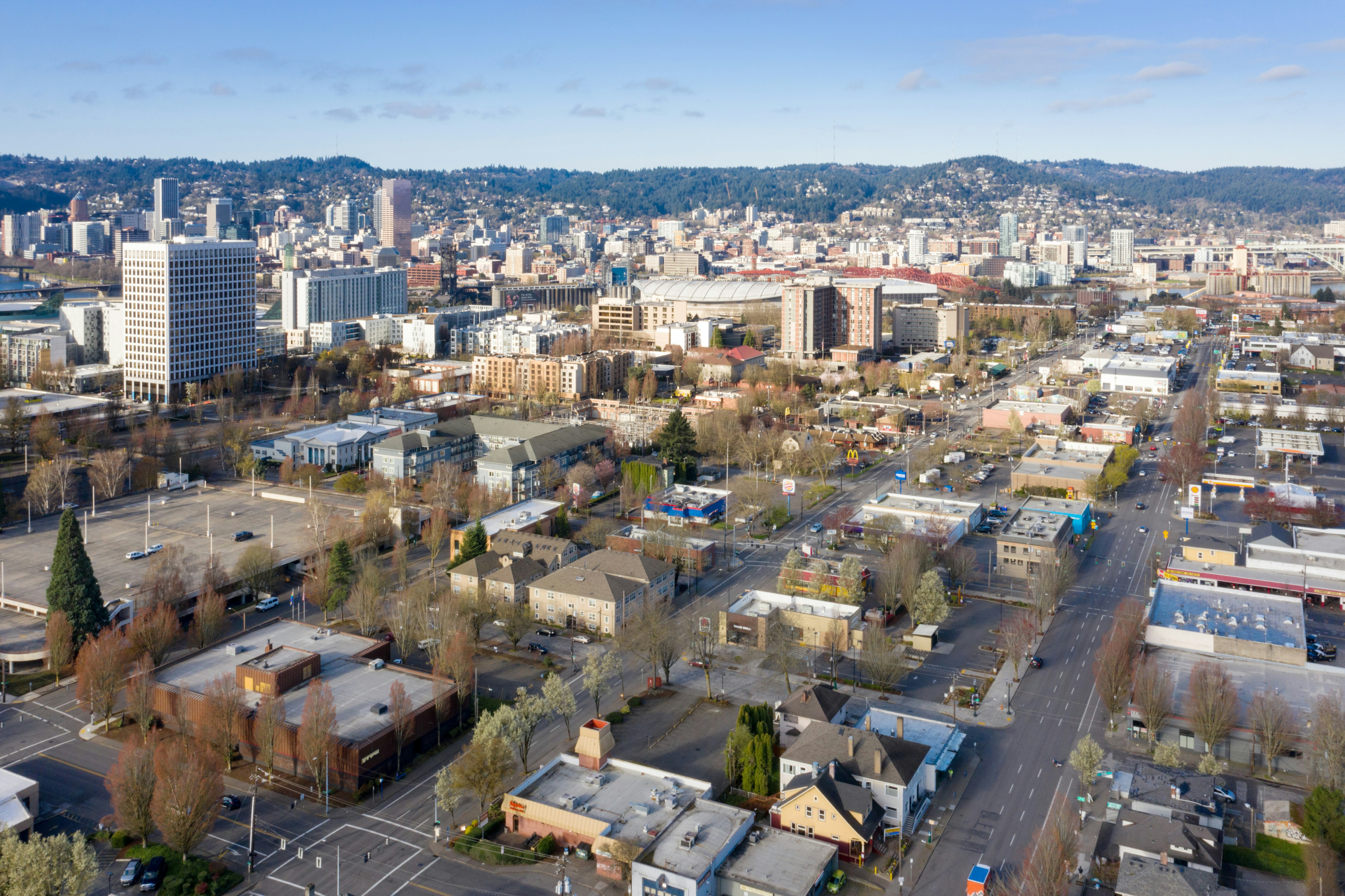 Aerial view of Portland Oregon, USA.