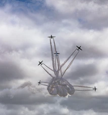 Airplanes performing stunts in the sky