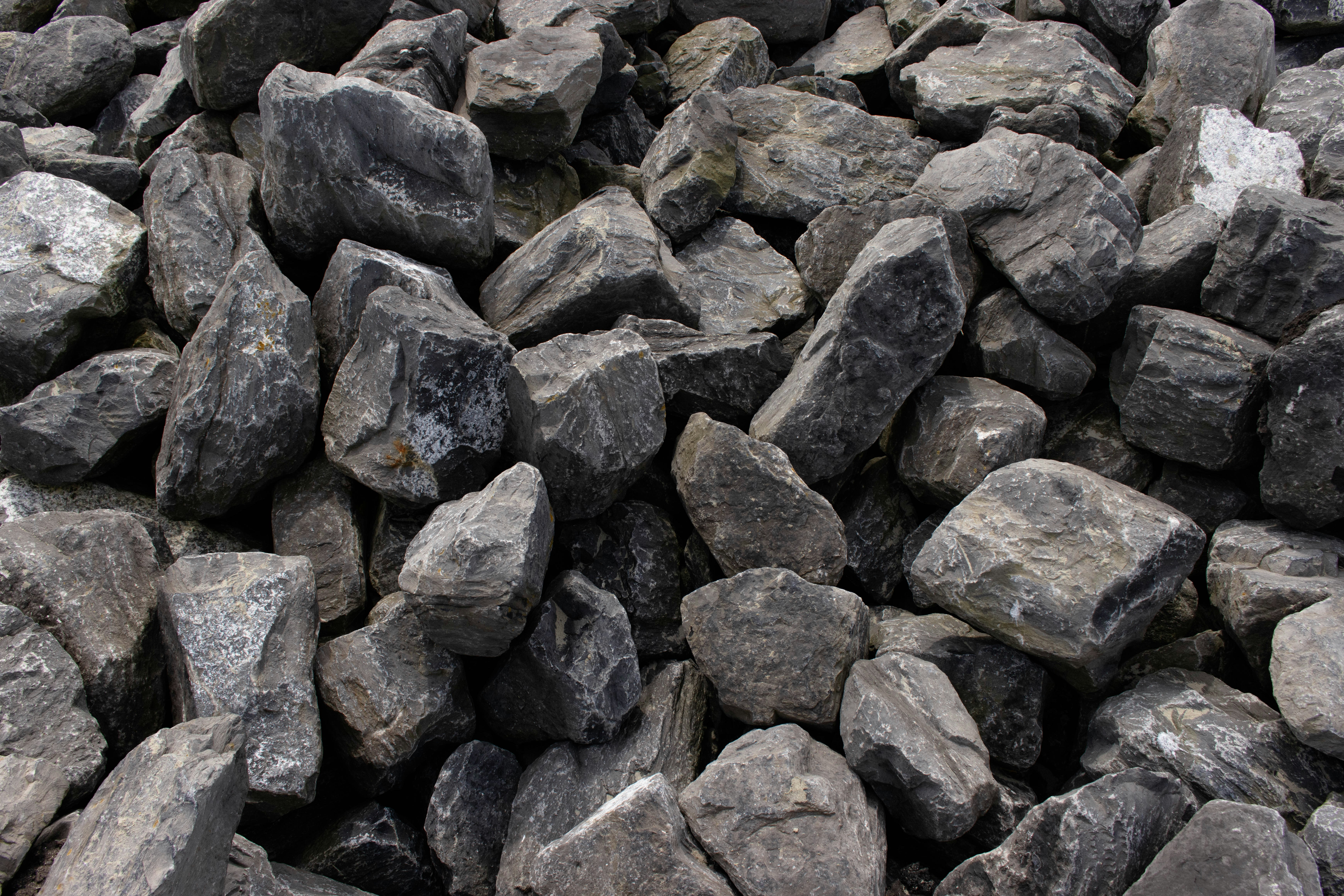 A pile of rough, gray rocks.