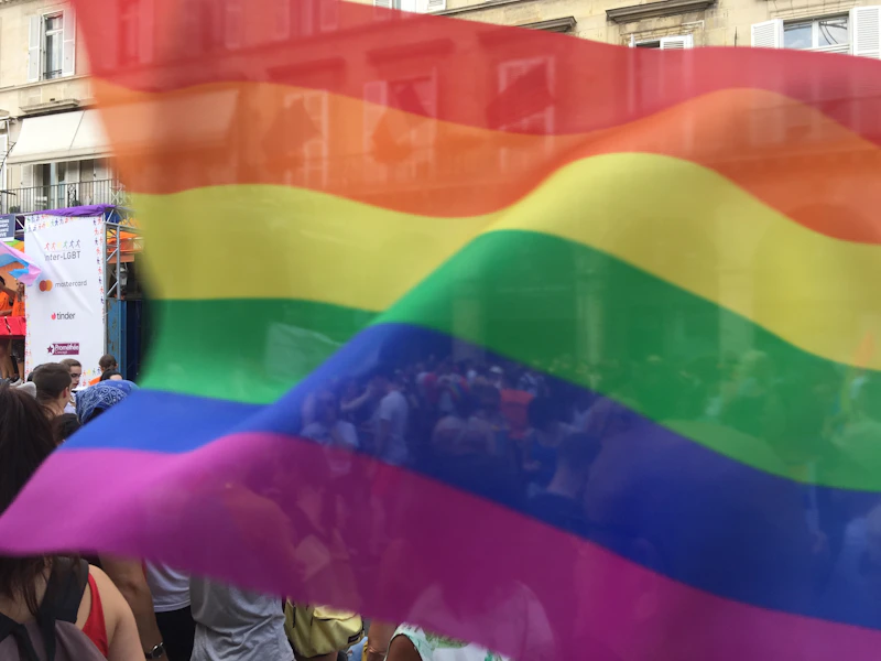 Rainbow flag waving at a Femboy pride event