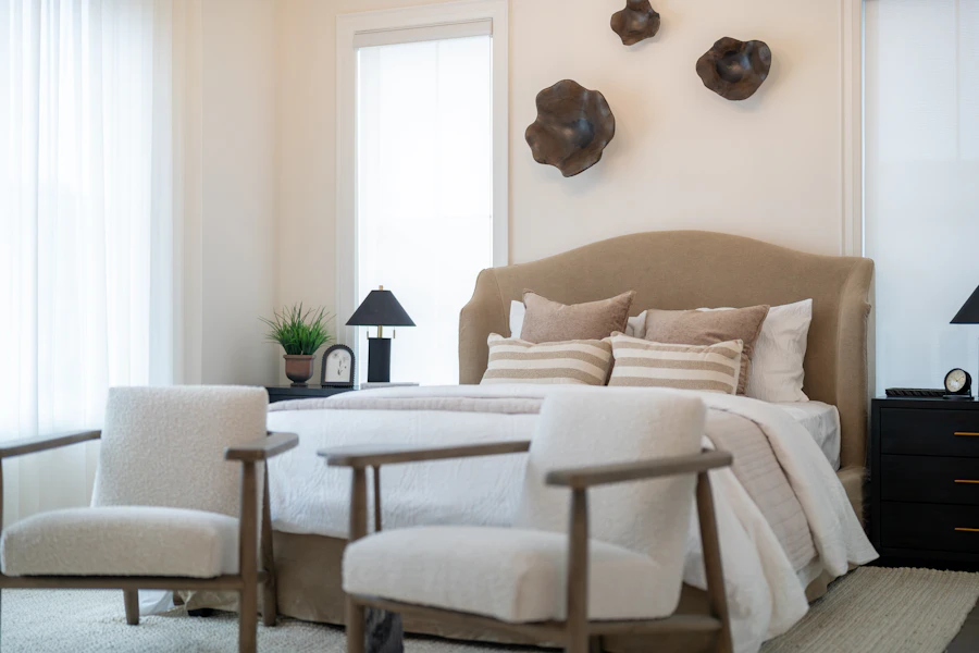 Clean neutral bedroom representing Sapphire Living Care property standards