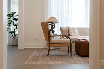 Cozy living room with armchair and sofa