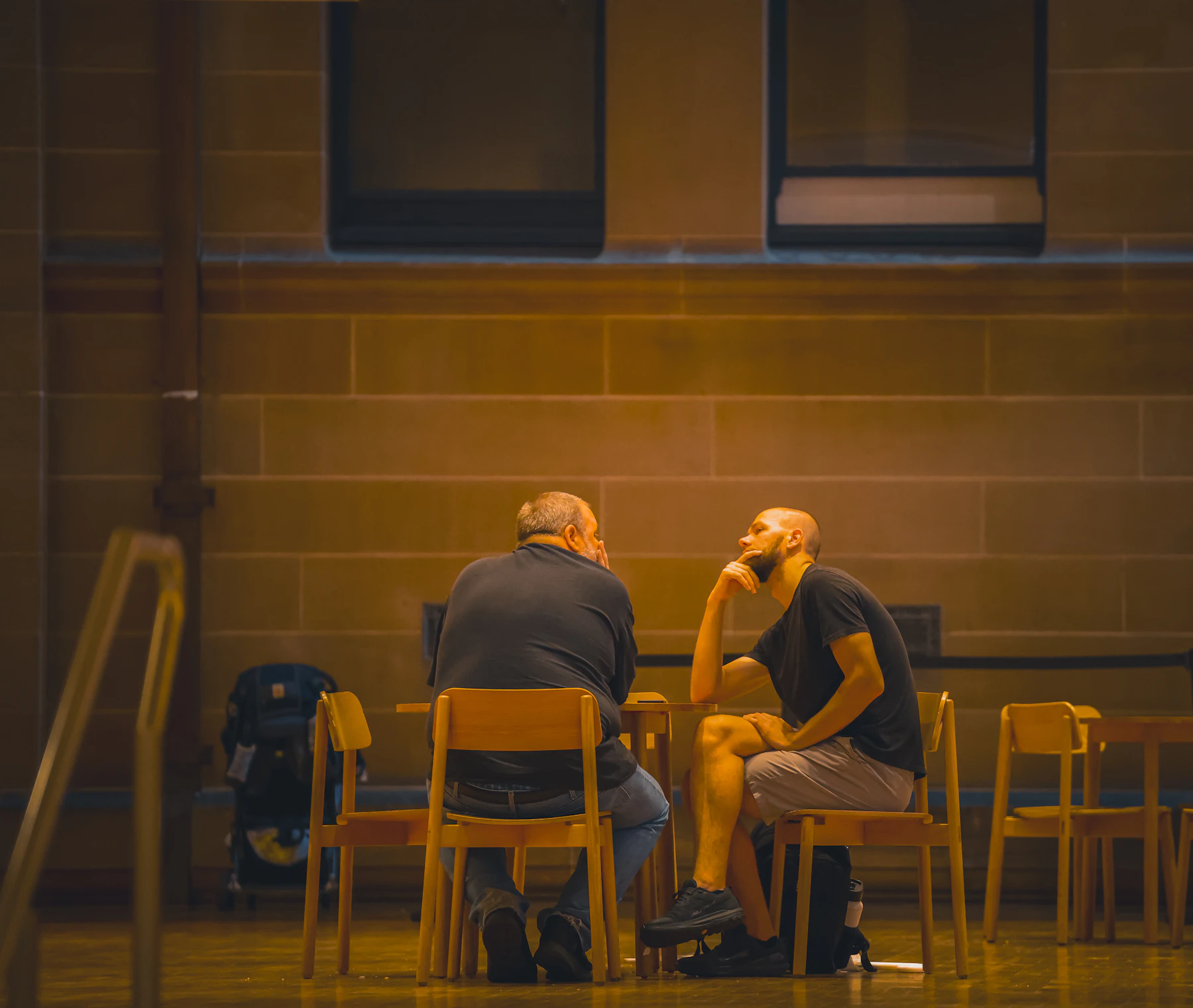 Two people in conversation