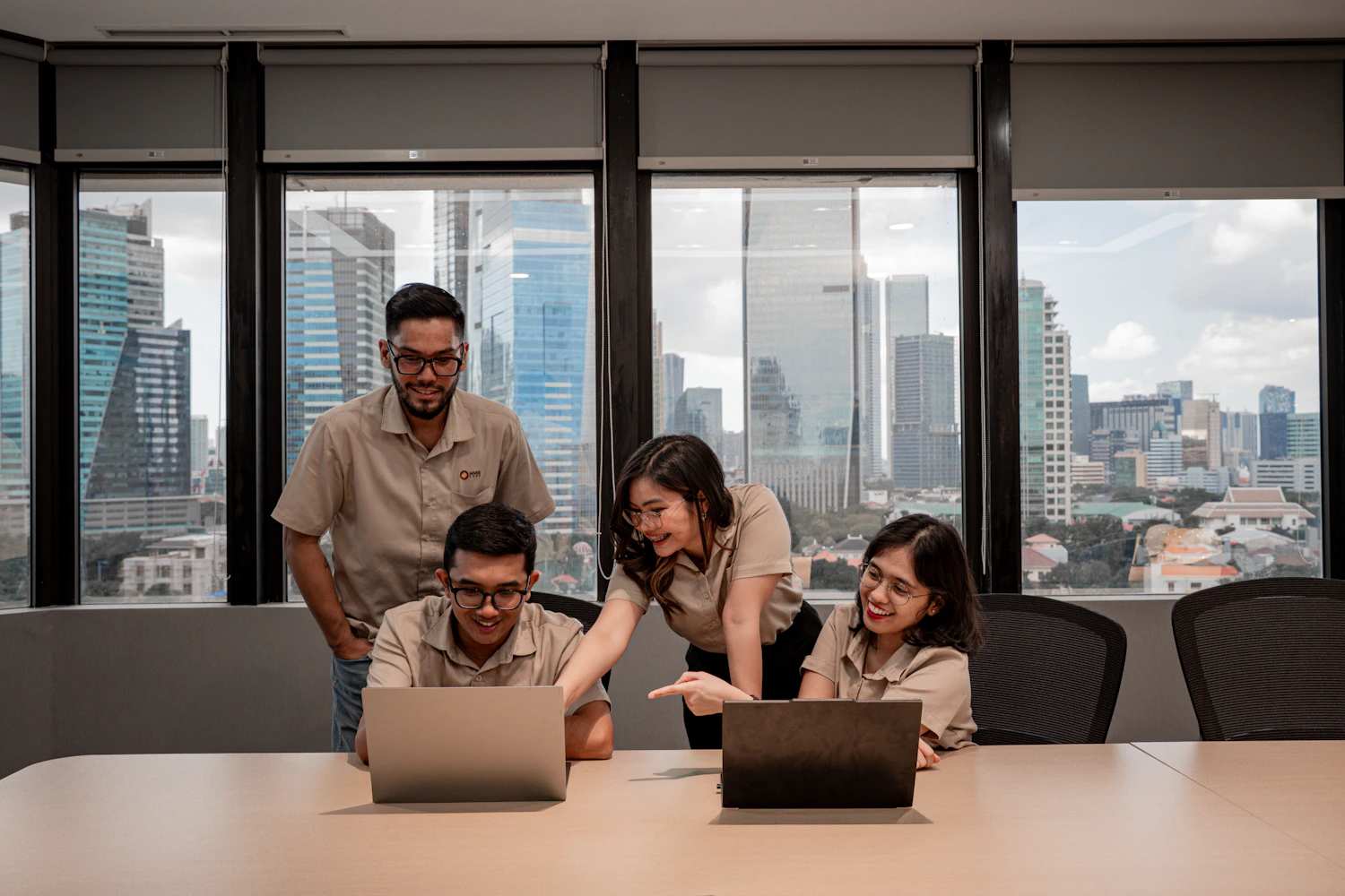 Team collaborating in a modern office