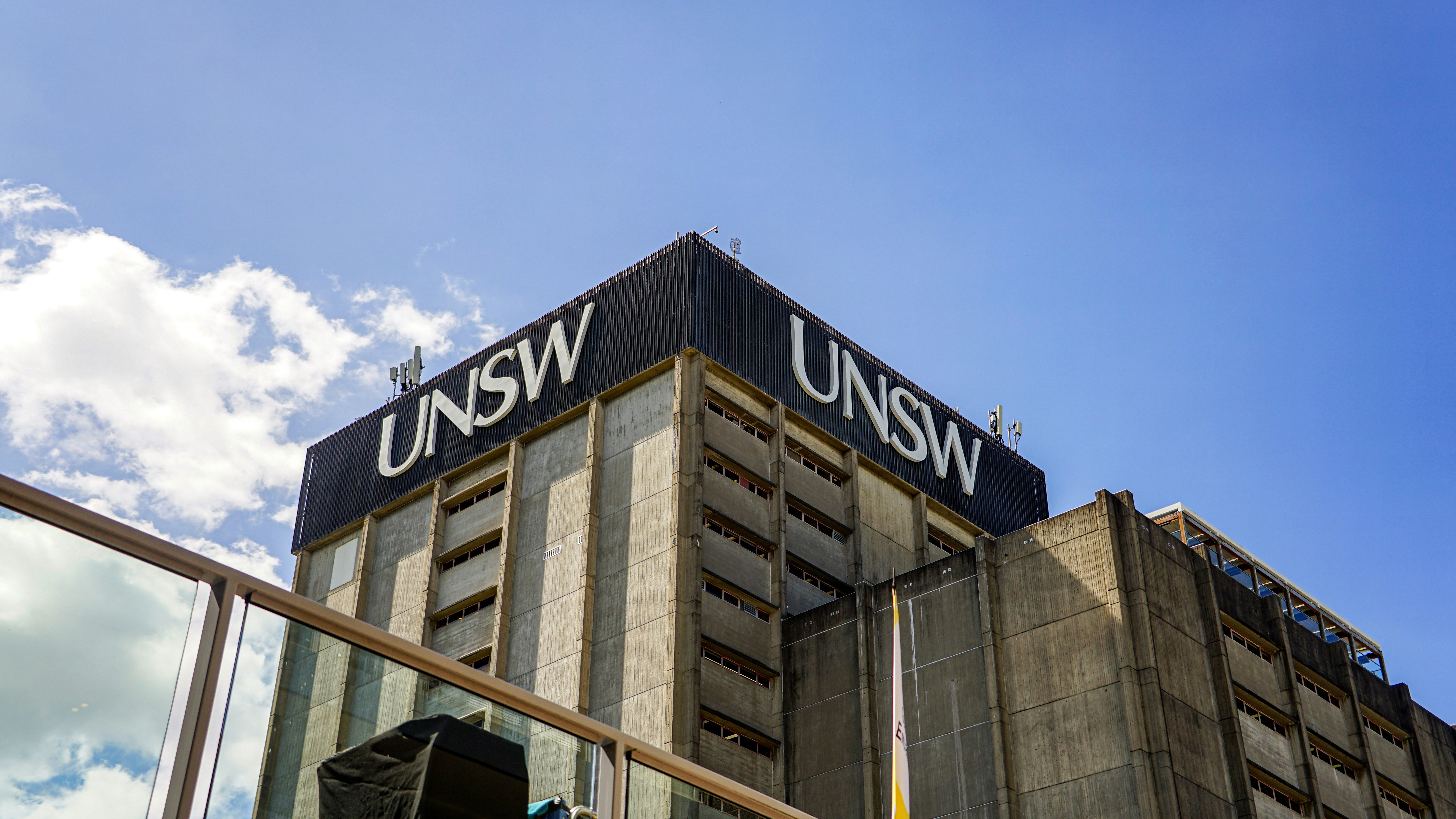 Unsw building against a bright blue sky