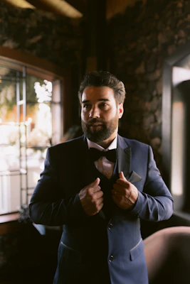Groom in dark formal suit