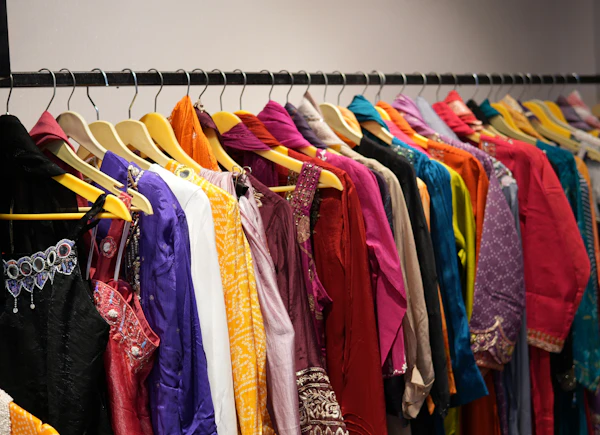 Colorful tops on the rack